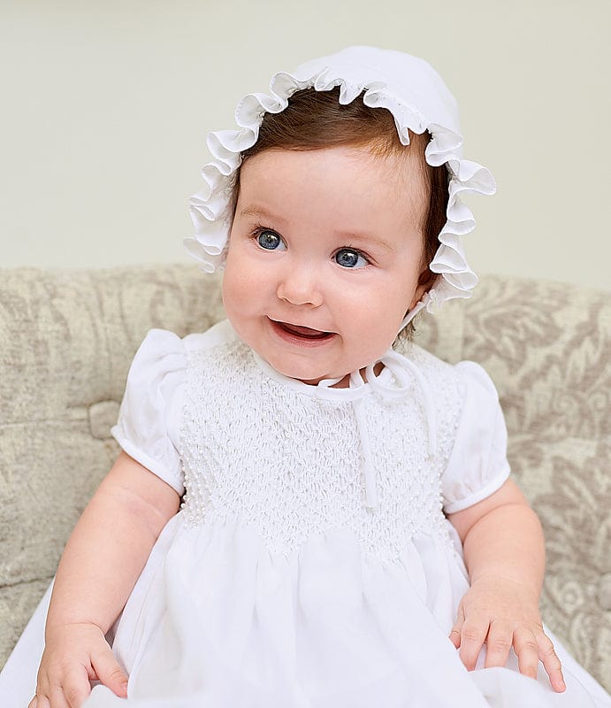 Sarah Louise Baby Girls Christening Dress And Bonnet in Ivory