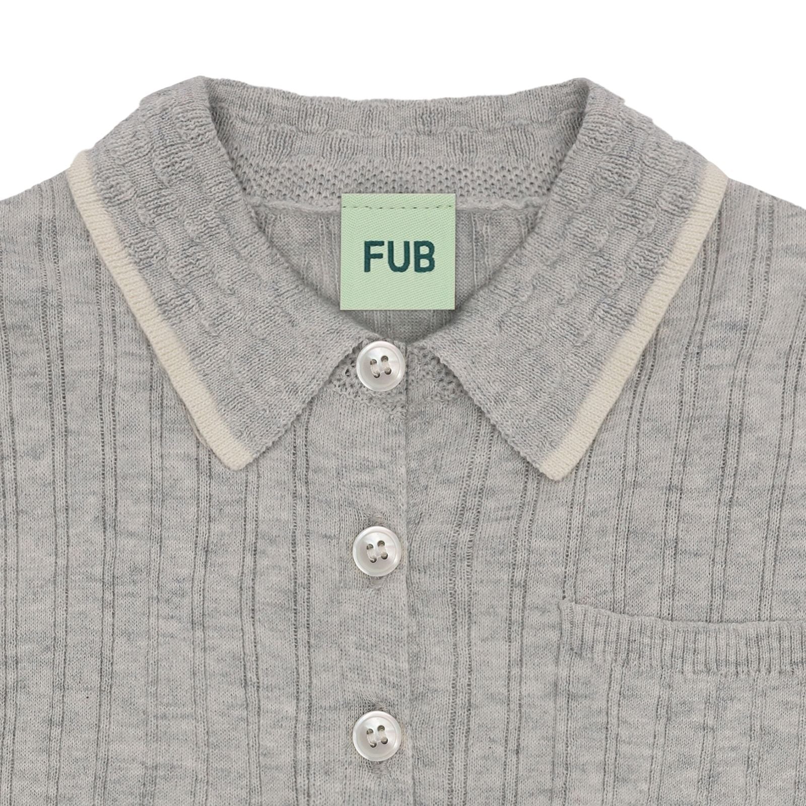 Boys & Girls Light Grey Cotton Knit Polo Shirt