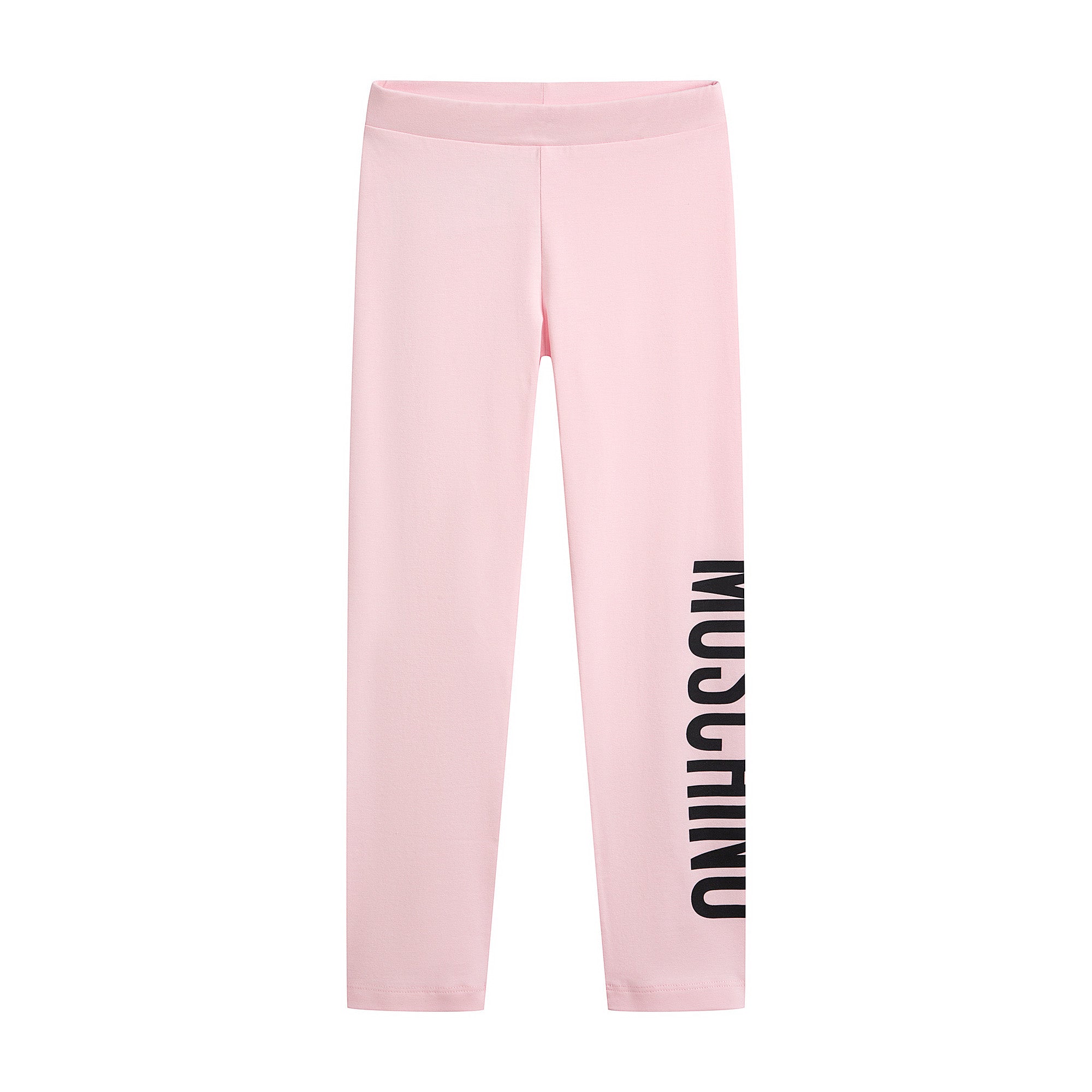Girls Pink Logo Cotton Leggings
