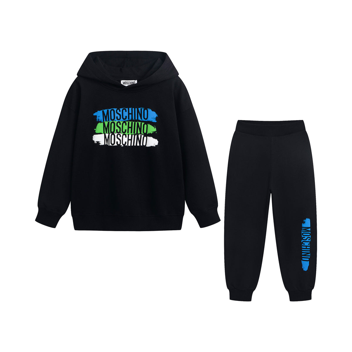 Boys & Girls Black Logo Cotton Set