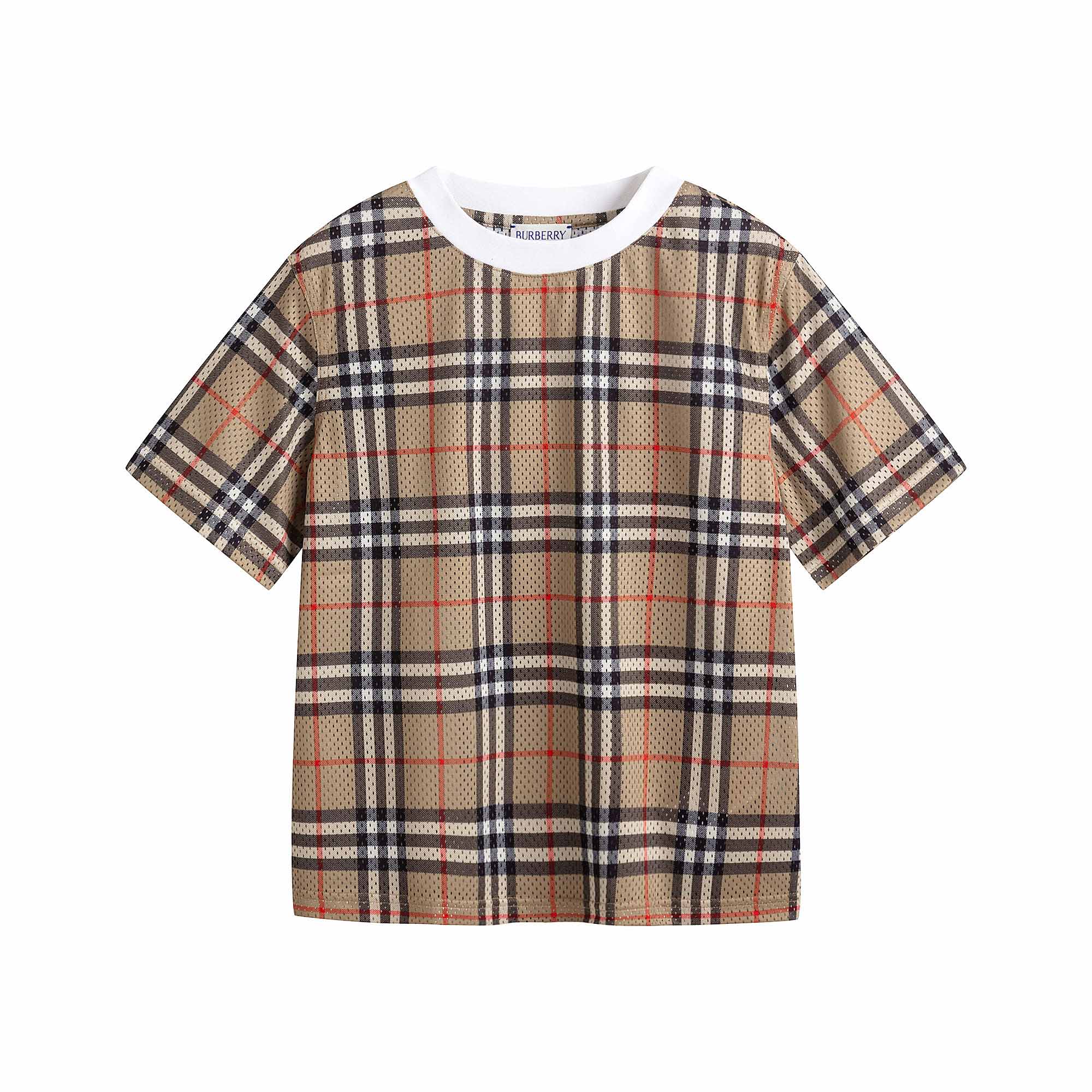 Boys Beige Check T-Shirt
