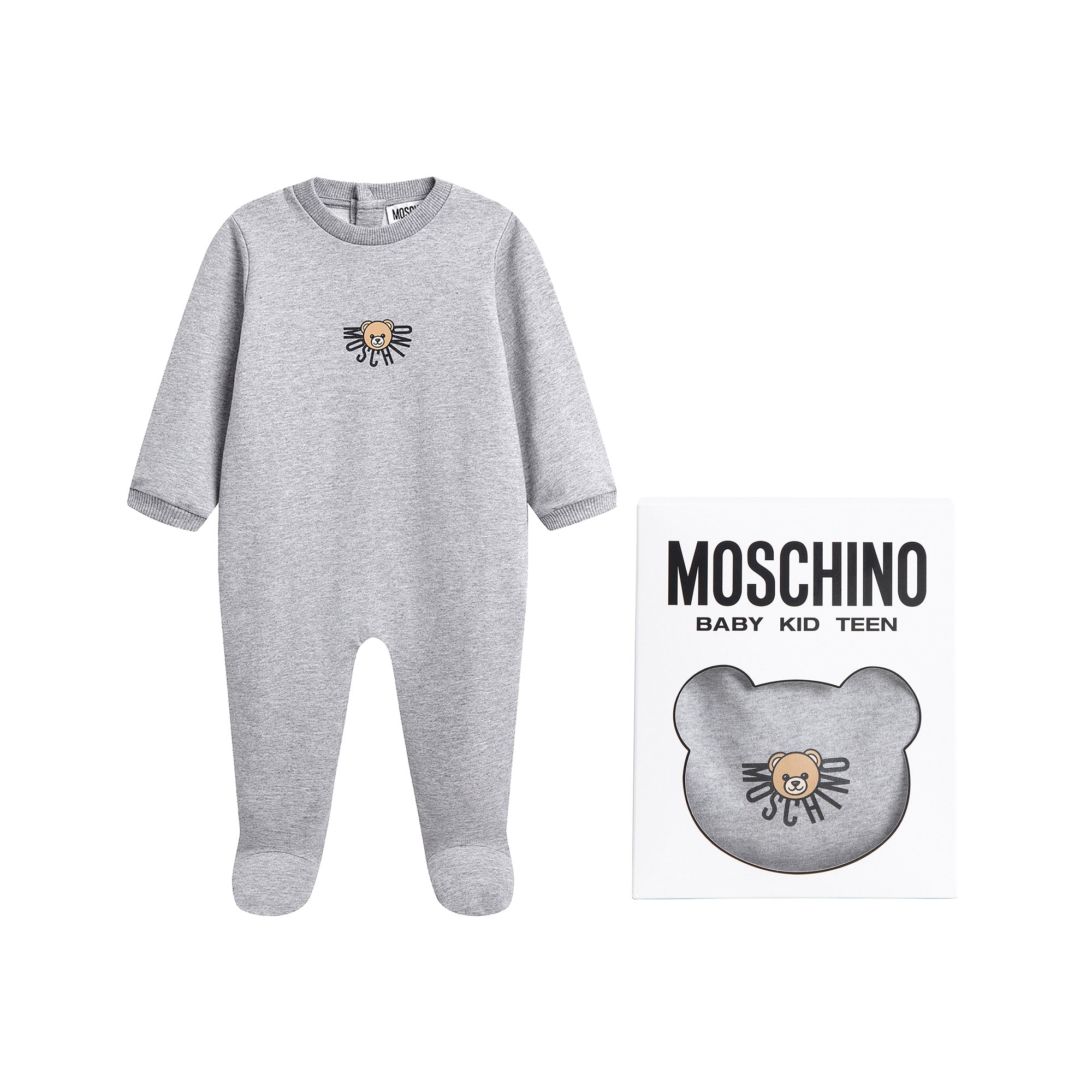 Baby Boys & Girls Grey Bear Printed Cotton Babysuit Gift