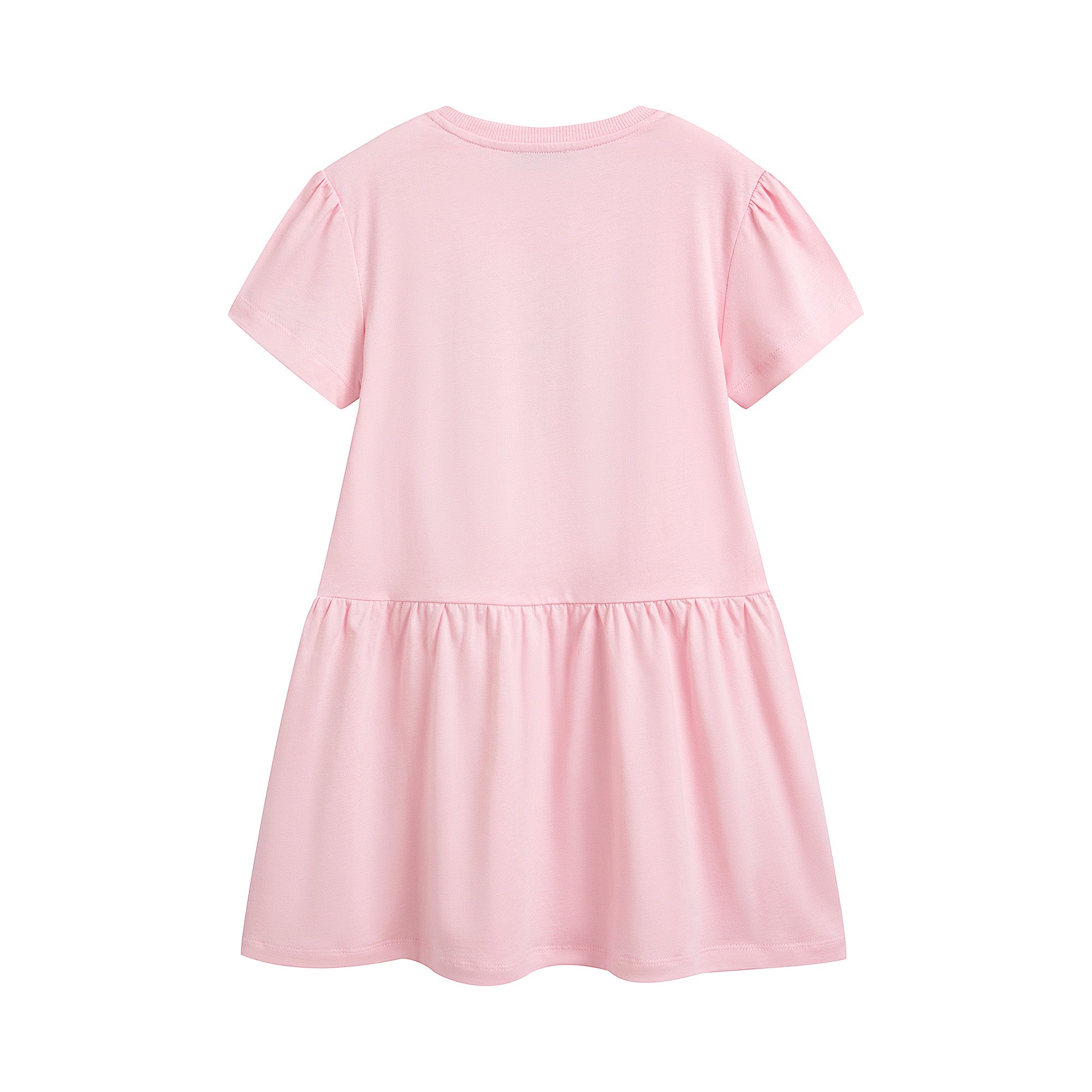Girls Pink Bear Printed Cotton Dress