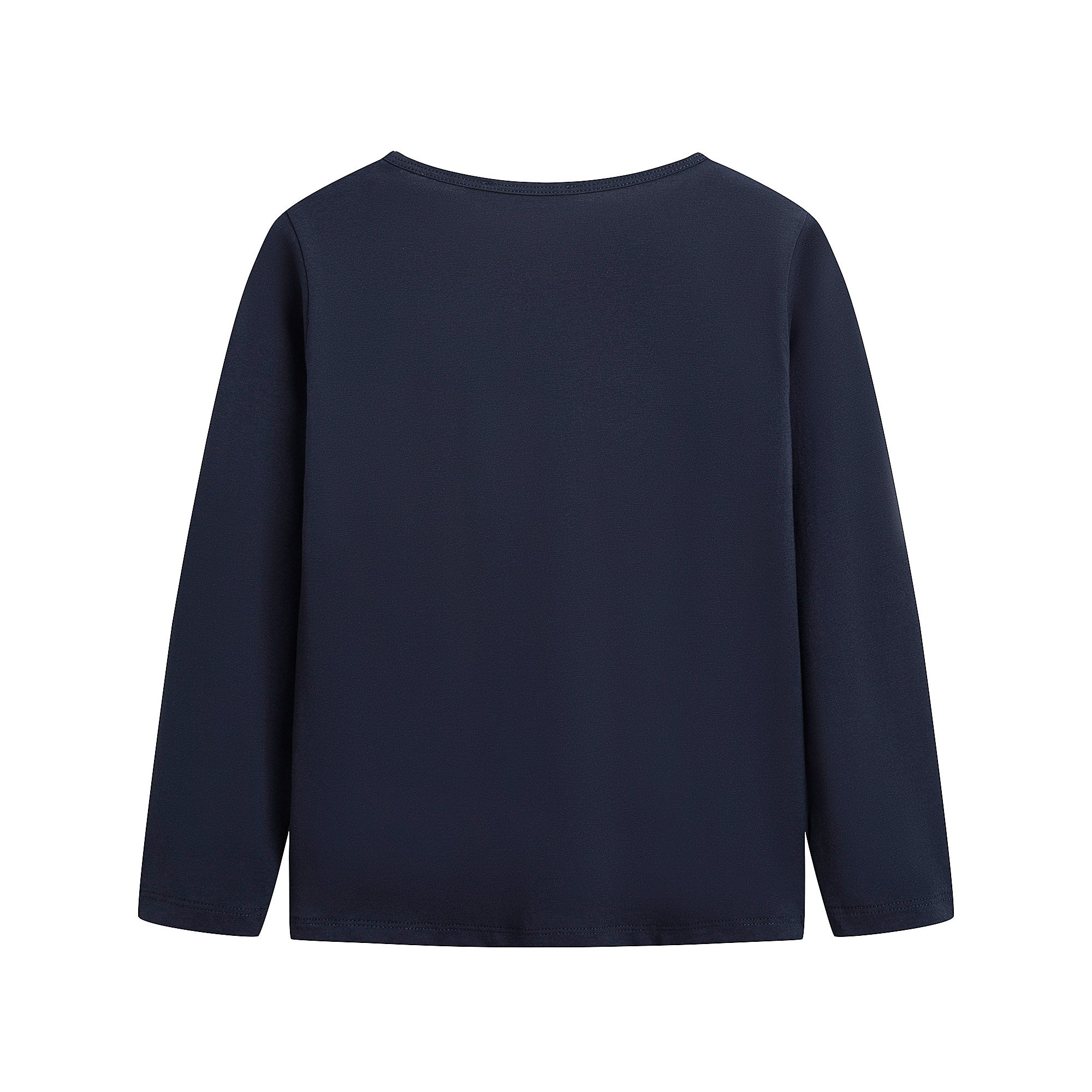 Girls Navy Cherry Printed Cotton T-Shirt