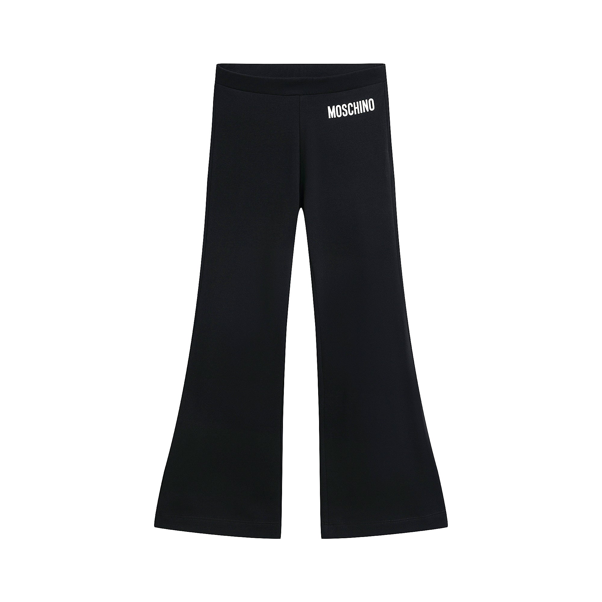 Girls Black Logo Cotton Flares Trousers