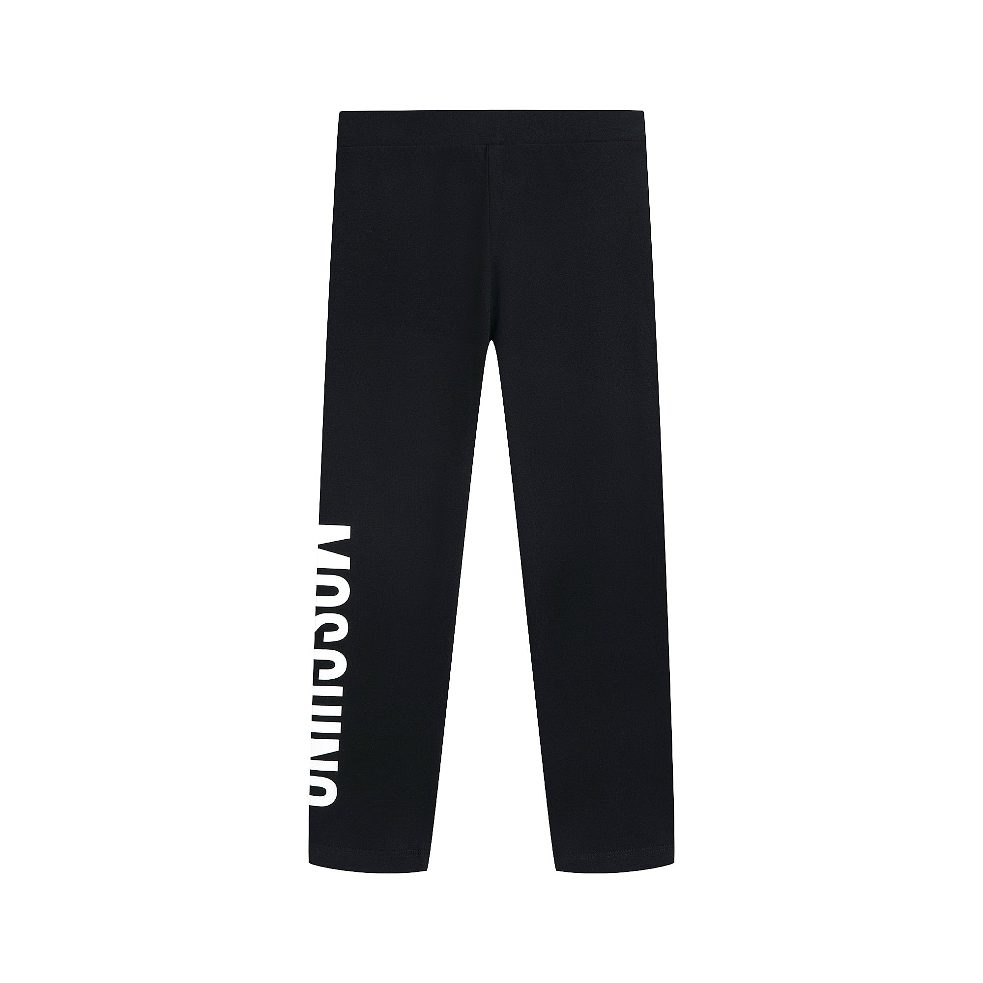 Girls Black Logo Cotton Leggings