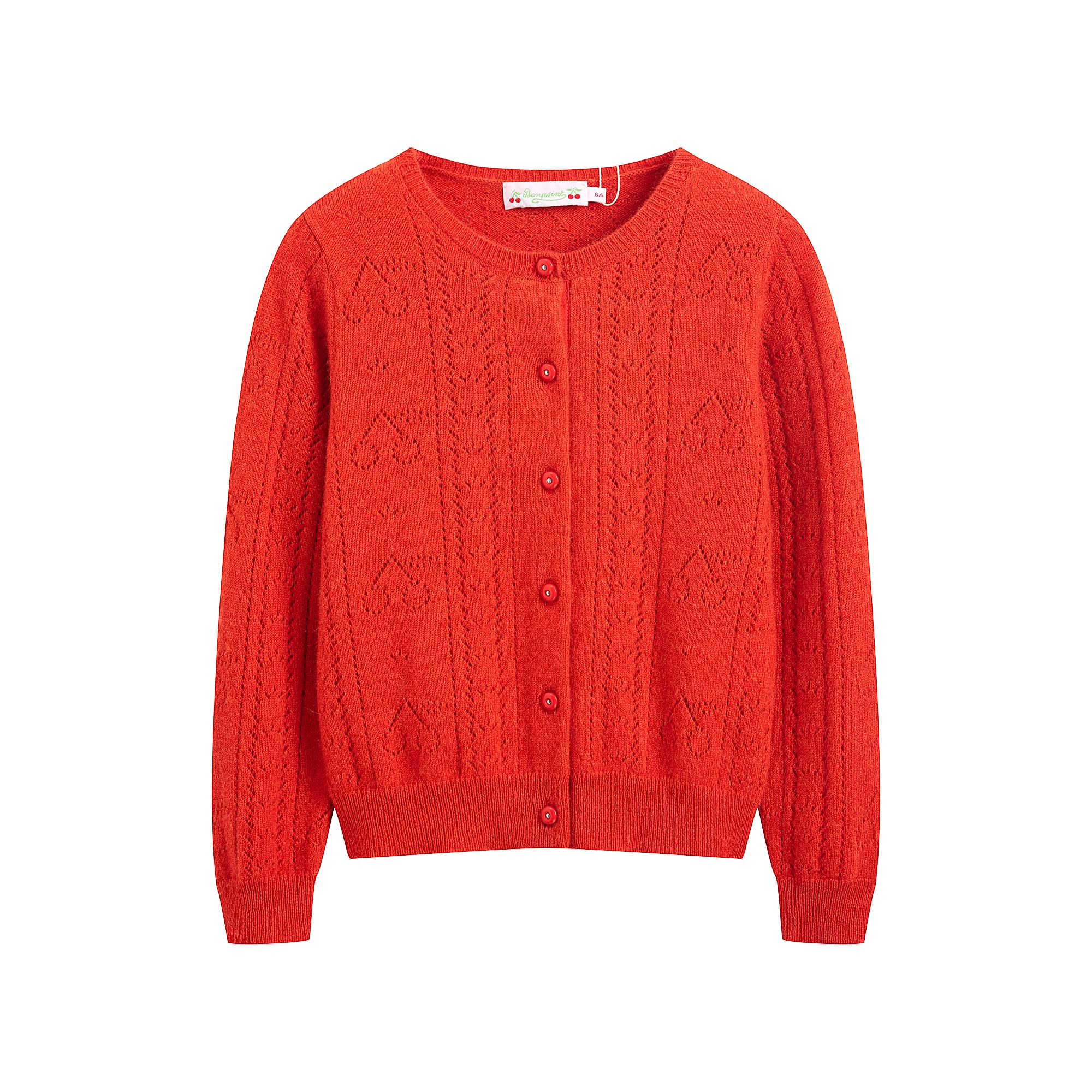 Girls Red Cashmere Cardigan
