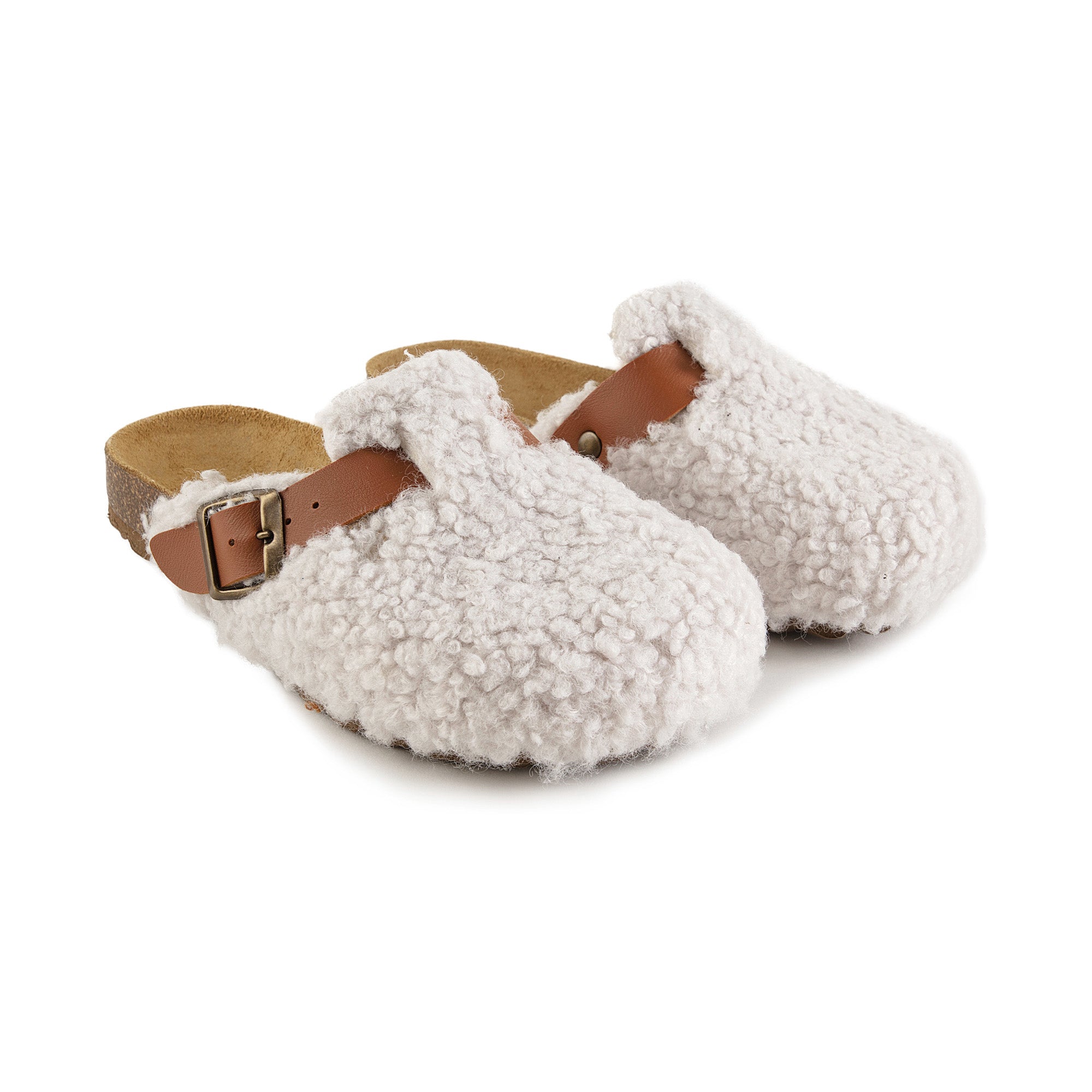 Girls White Plush Slippers