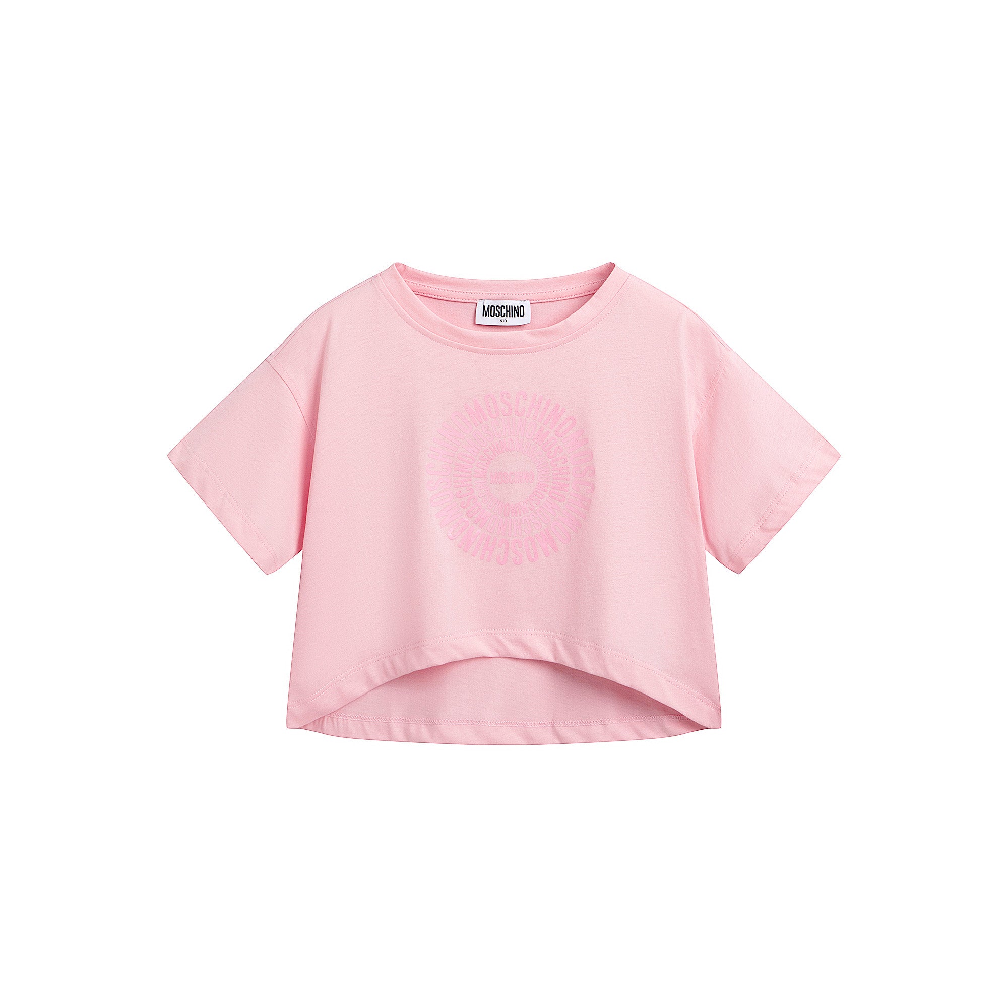 Girls Pink Circular Logo Cotton T-Shirt