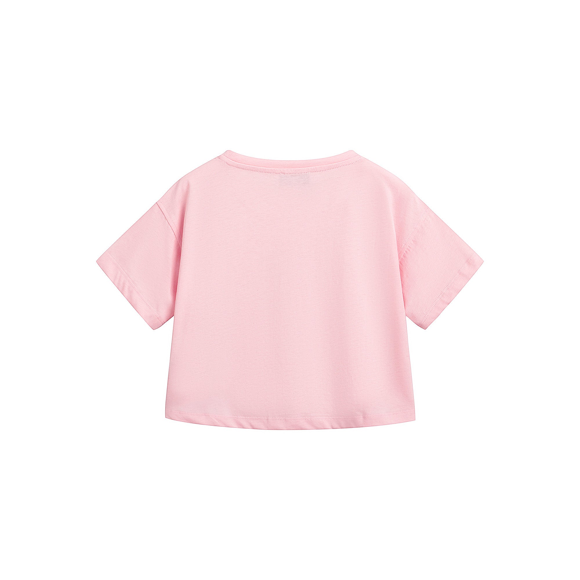 Girls Pink Circular Logo Cotton T-Shirt