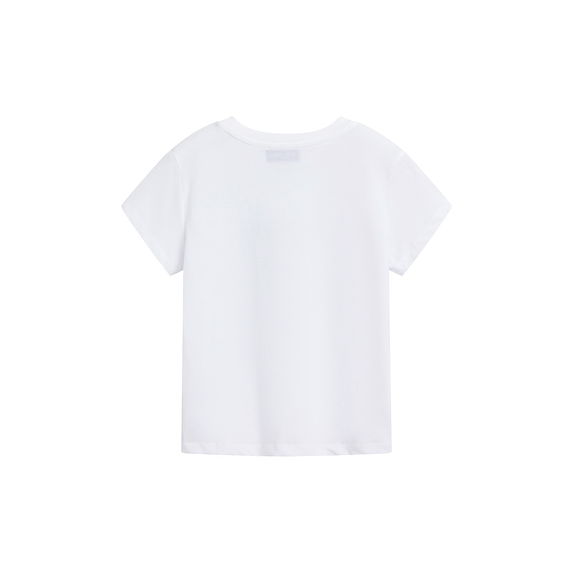 Boys & Girls White Circular Logo Cotton T-Shirt