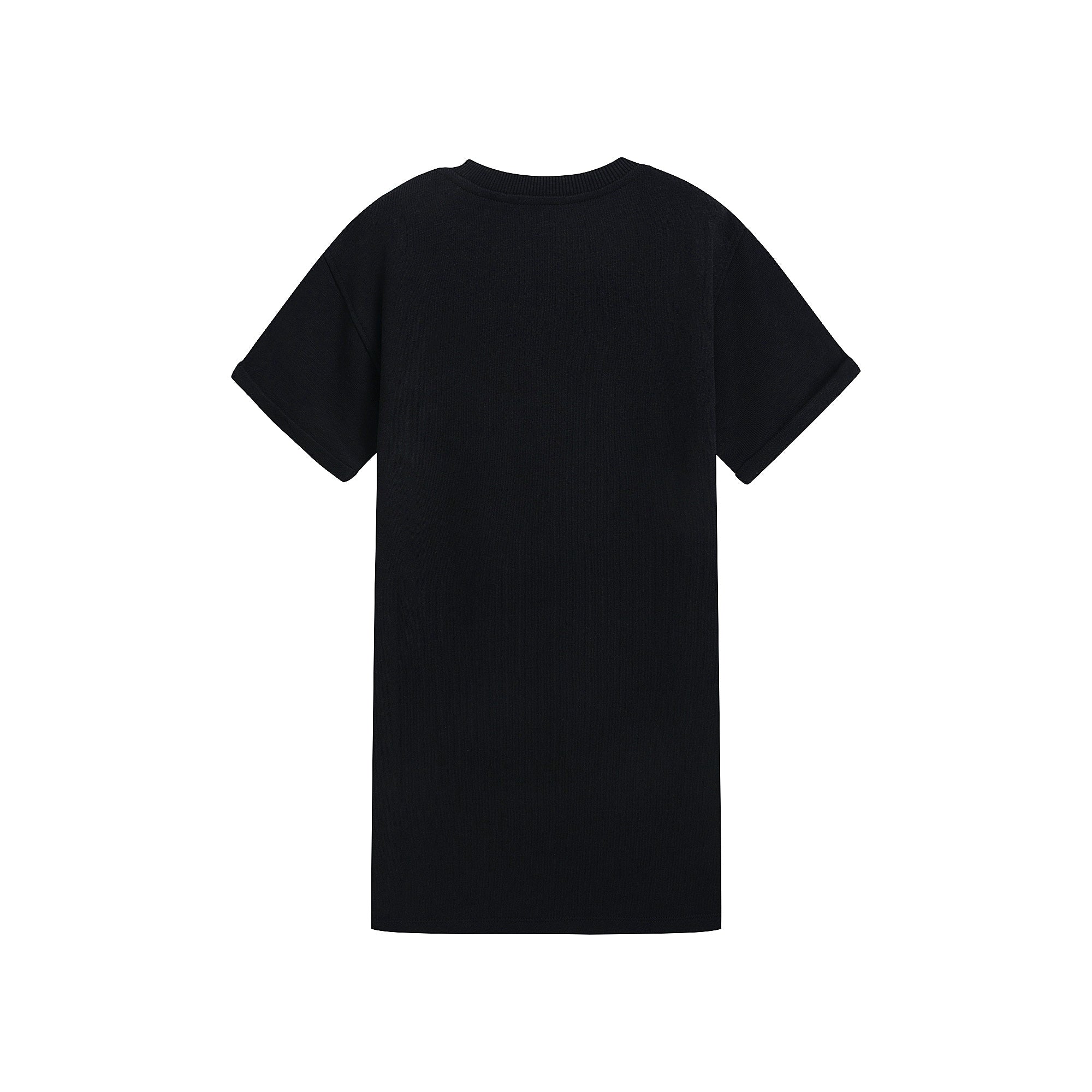 Girls Black Printed Logo Cotton Dress