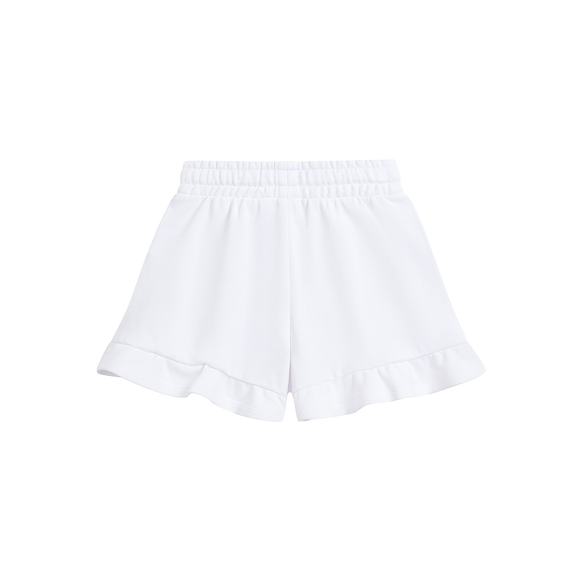 Girls White Cotton Shorts