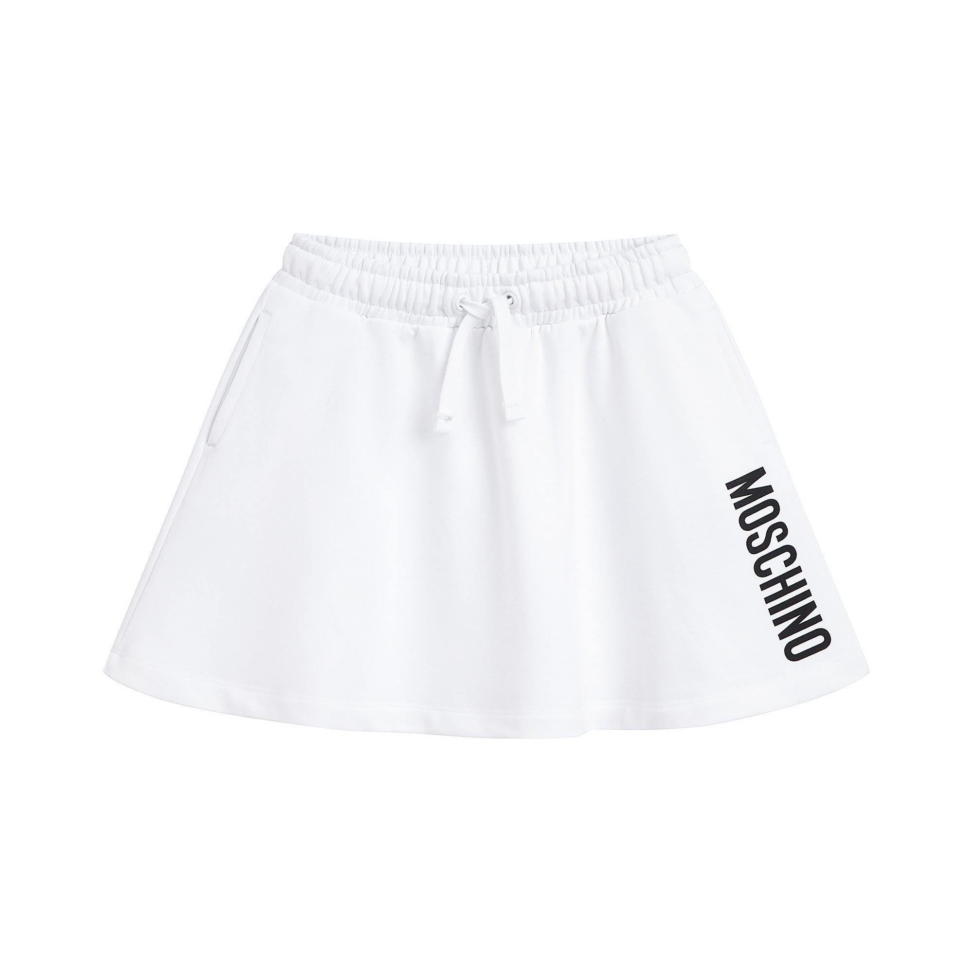 Girls White Logo Cotton Skirt
