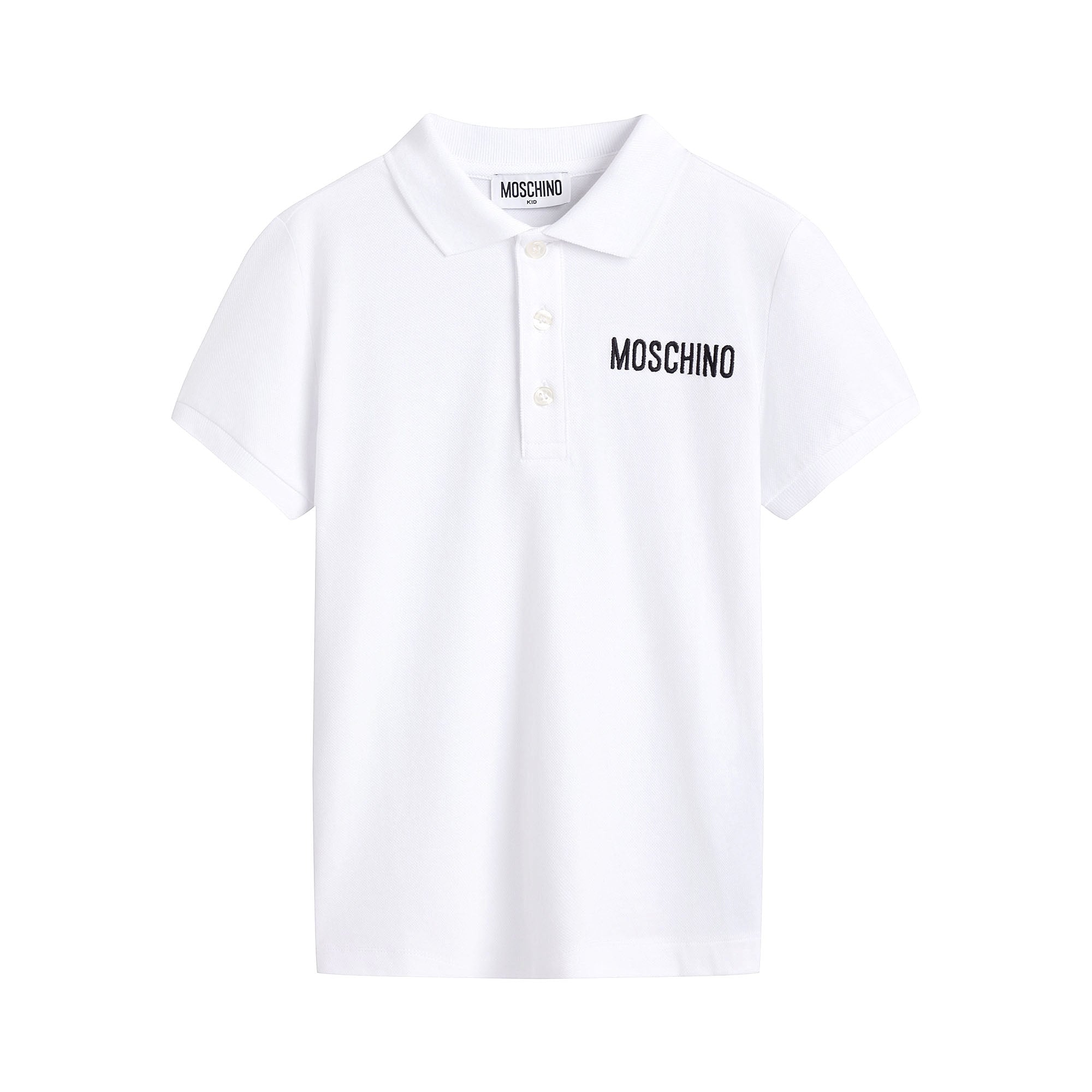 Boys White Cotton Polo Shirt