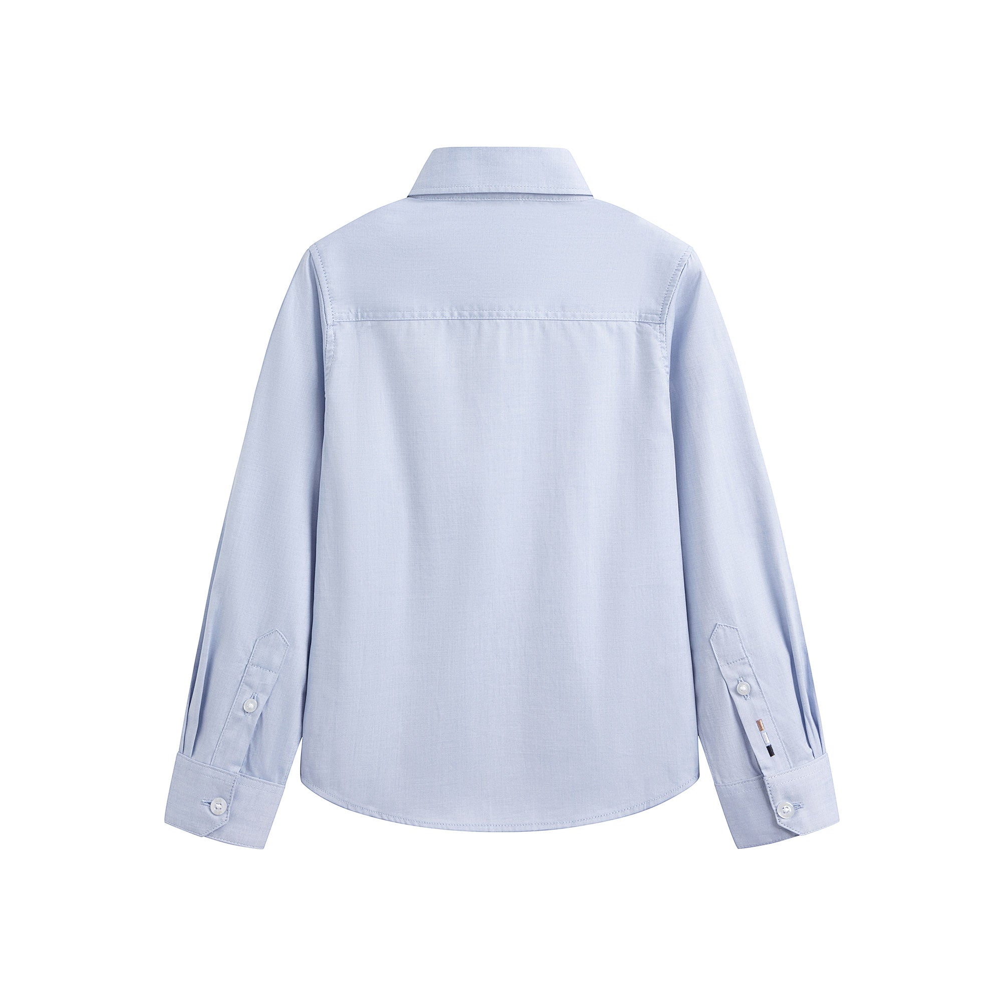Boys Light Blue Embroidered Logo Cotton Shirt