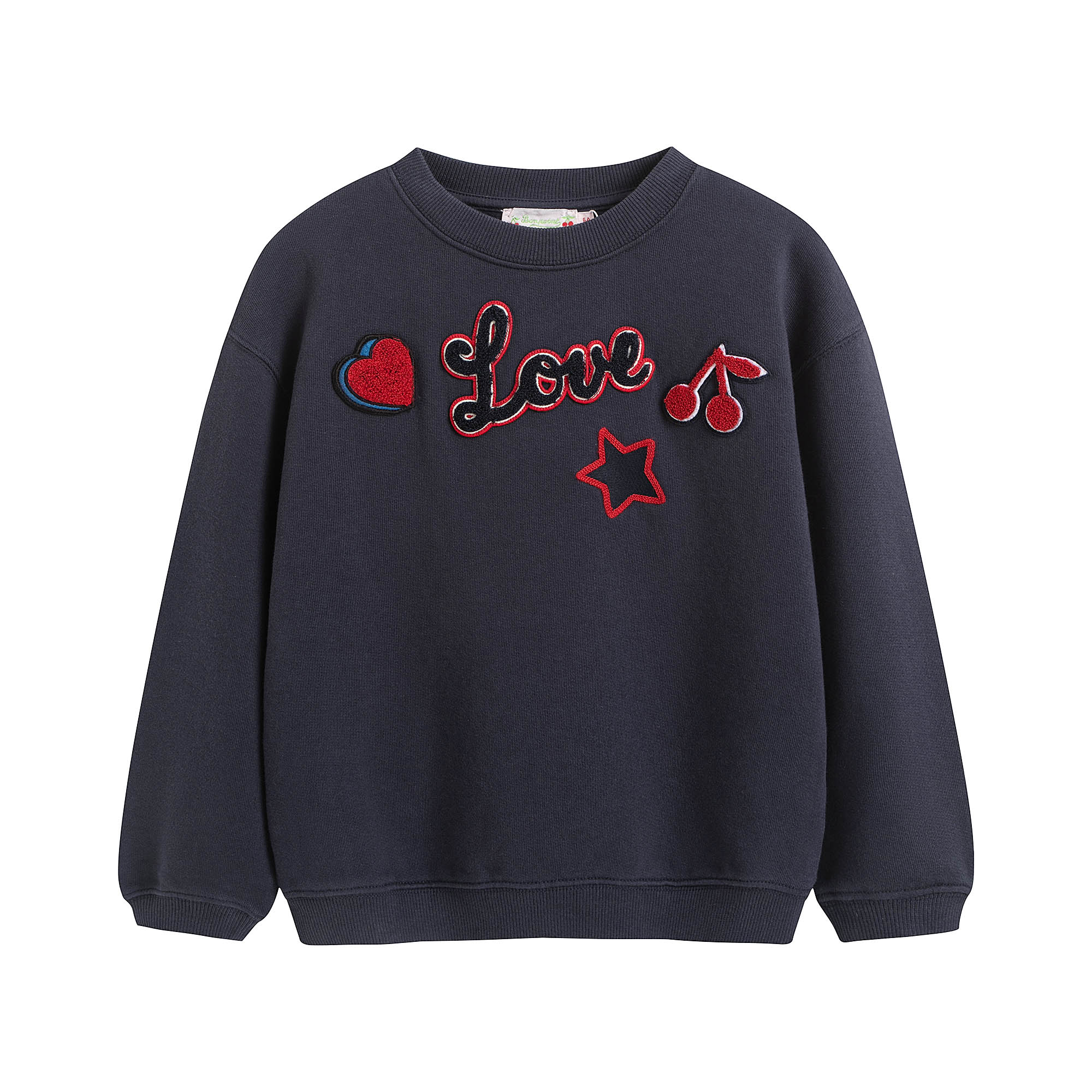 Girls Navy Logo Cotton Sweatshirt