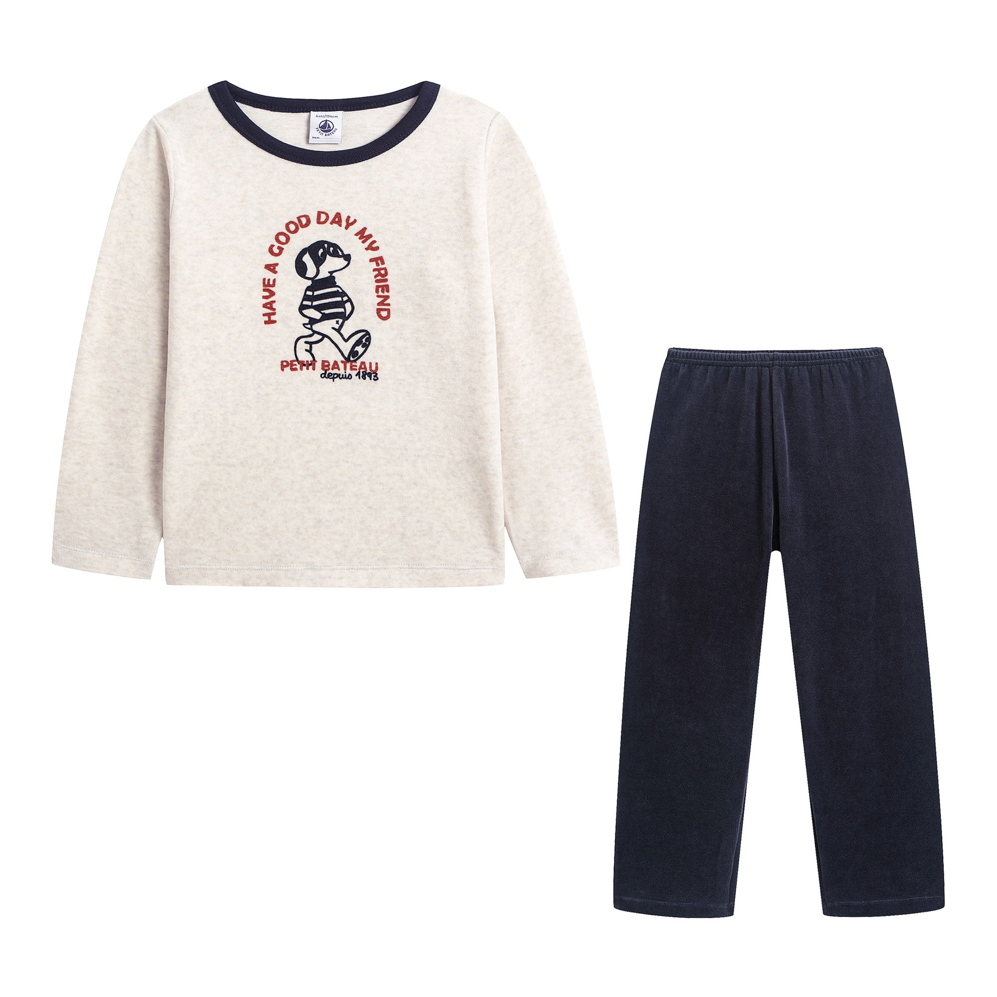 Boys White Printed Cotton Nightwear Set