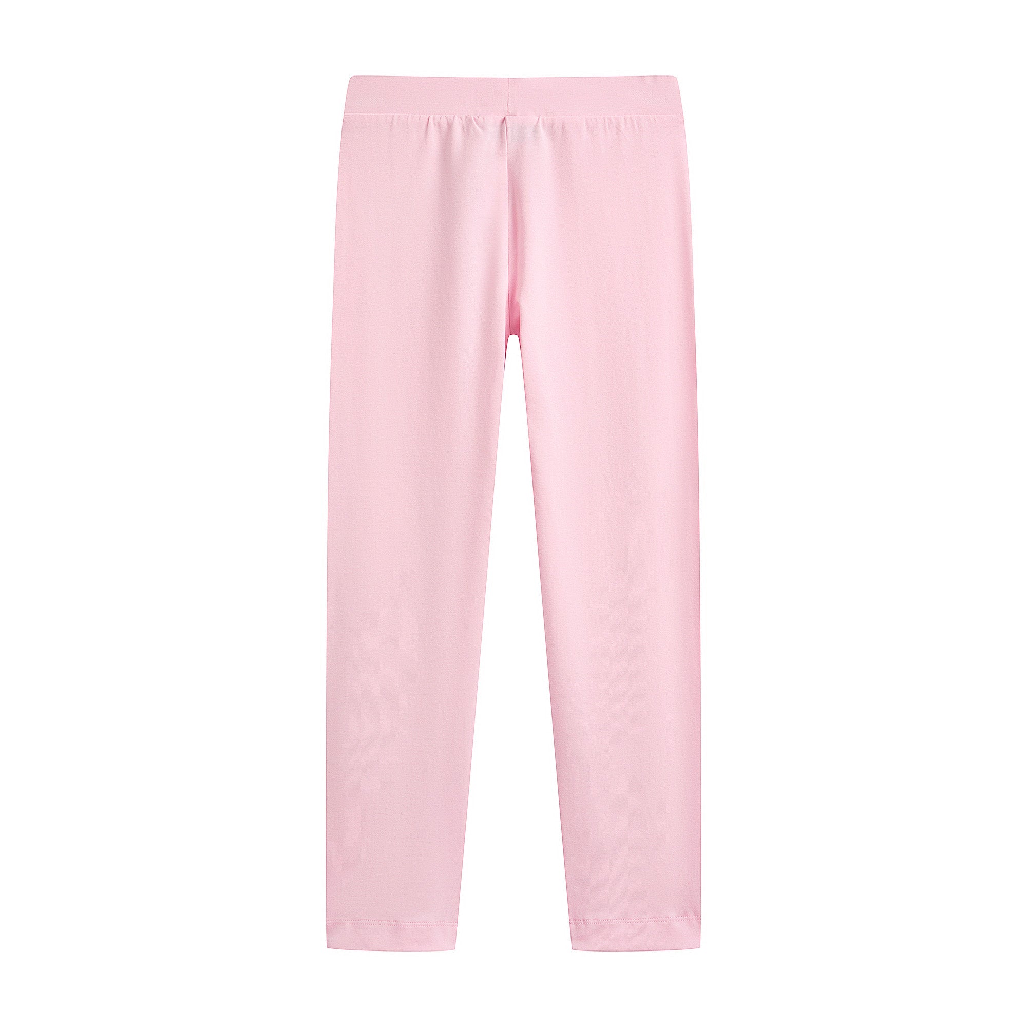 Girls Pink Printed Cotton Leggings