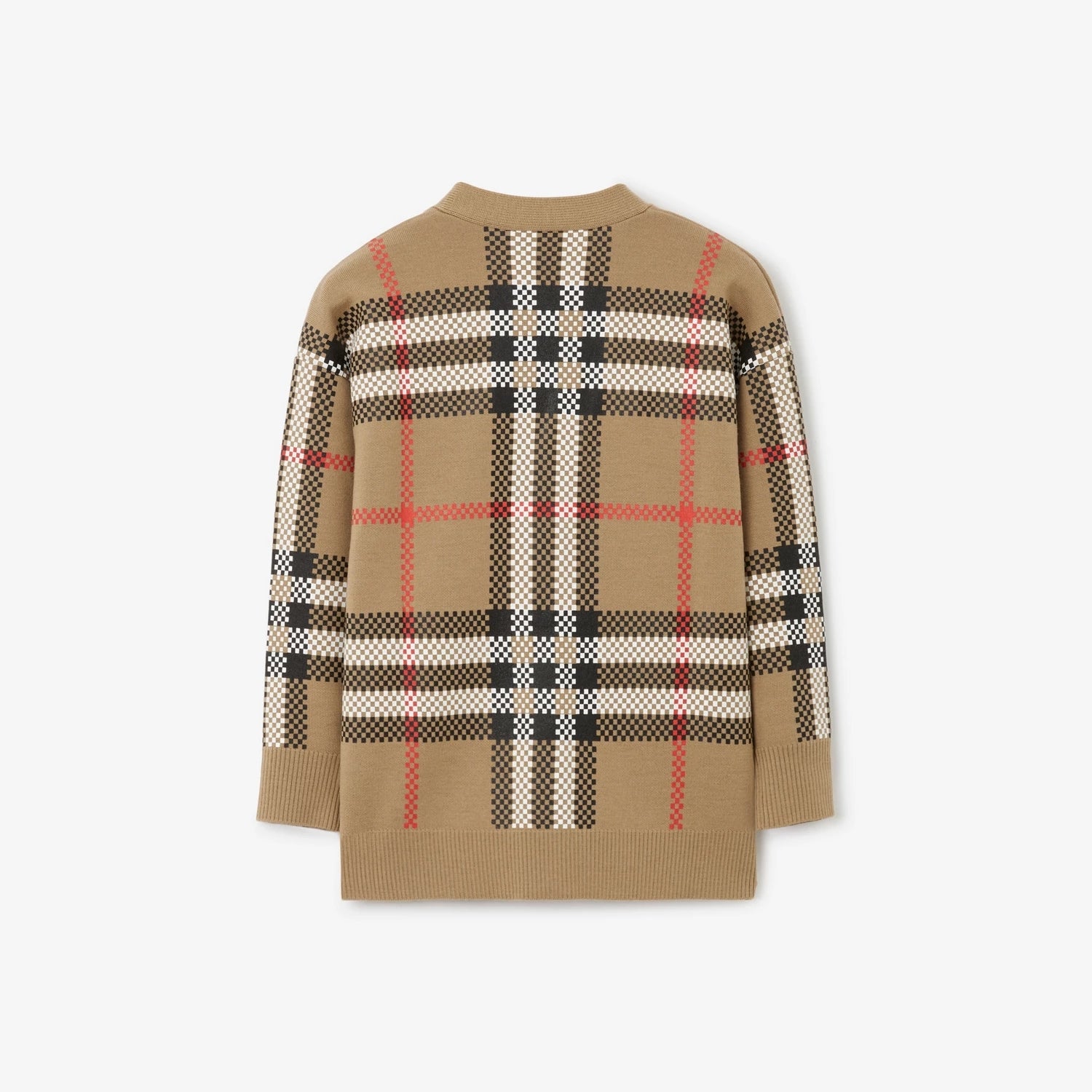 Boys Beige Check Wool Cardigan