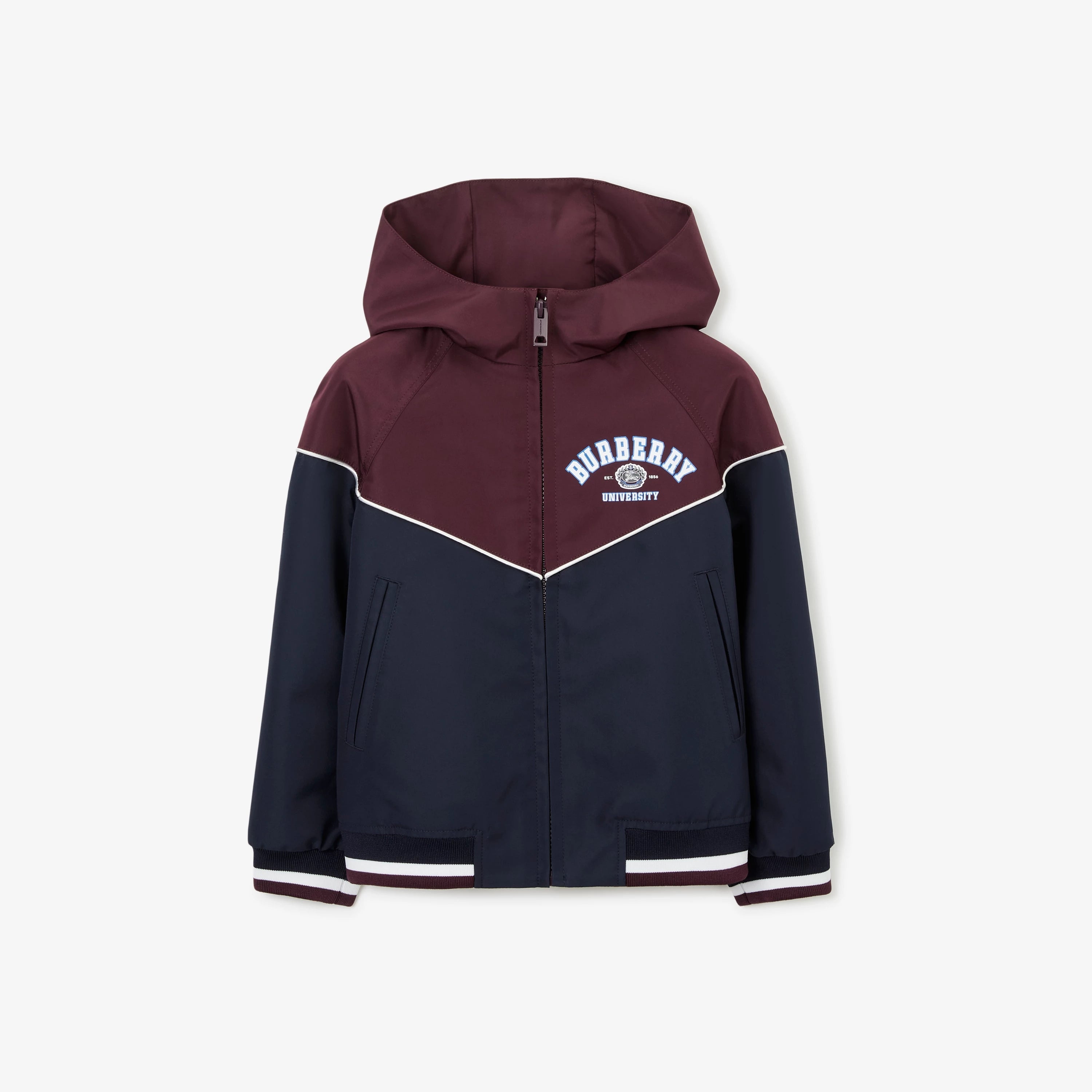 Boys Wine Red Logo Zip-Up Jacket