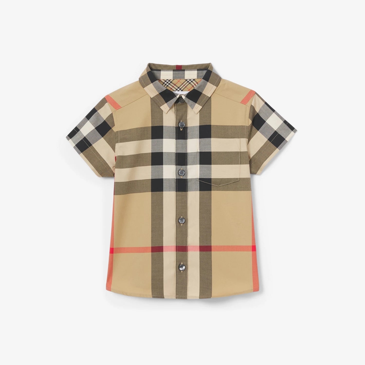 Baby Boys Beige Check Cotton Shirt