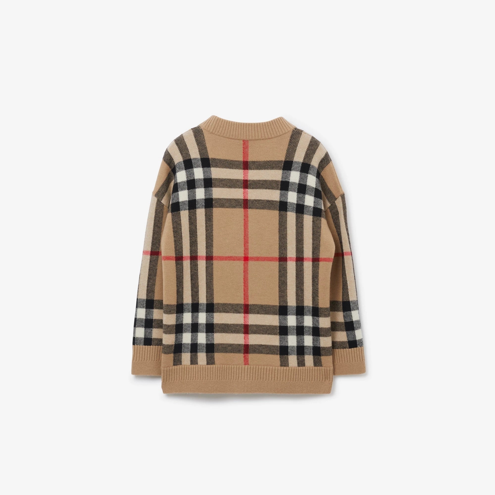 Boys & Girls Beige Check Wool Cardigan
