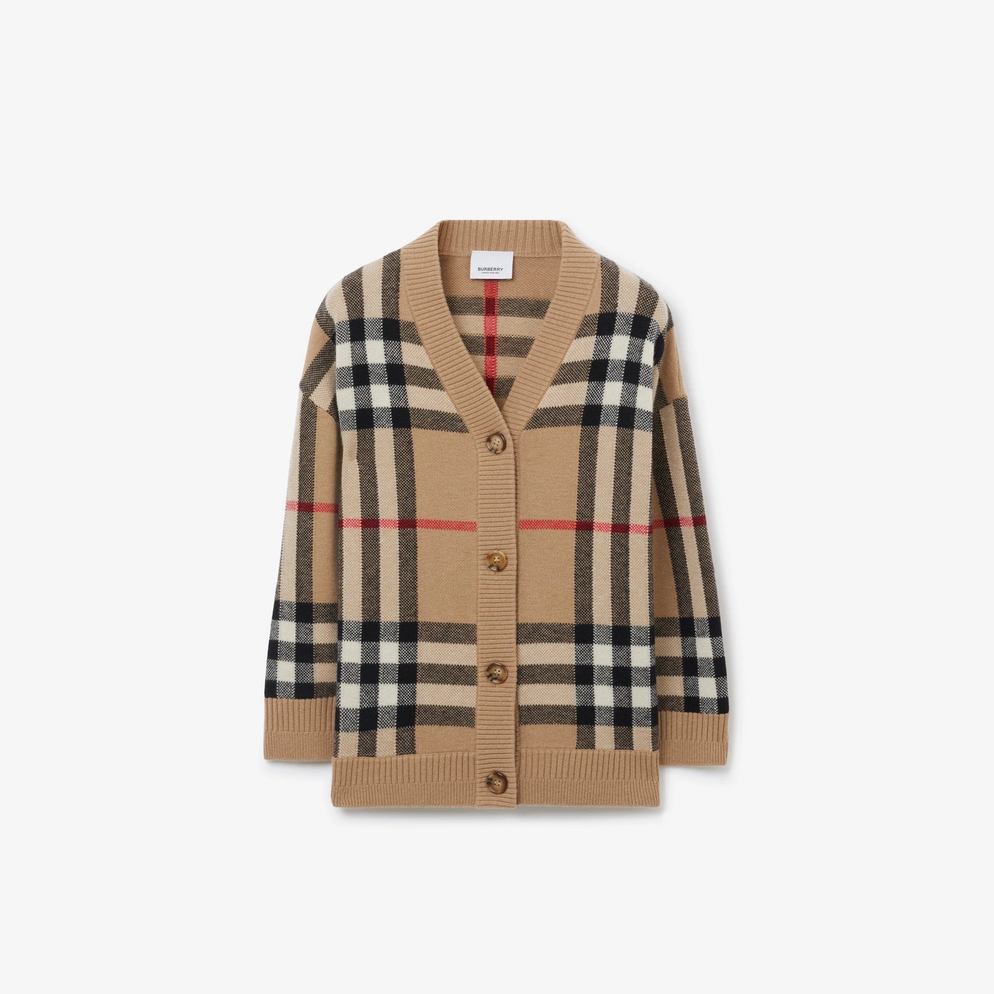 Boys & Girls Beige Check Wool Cardigan