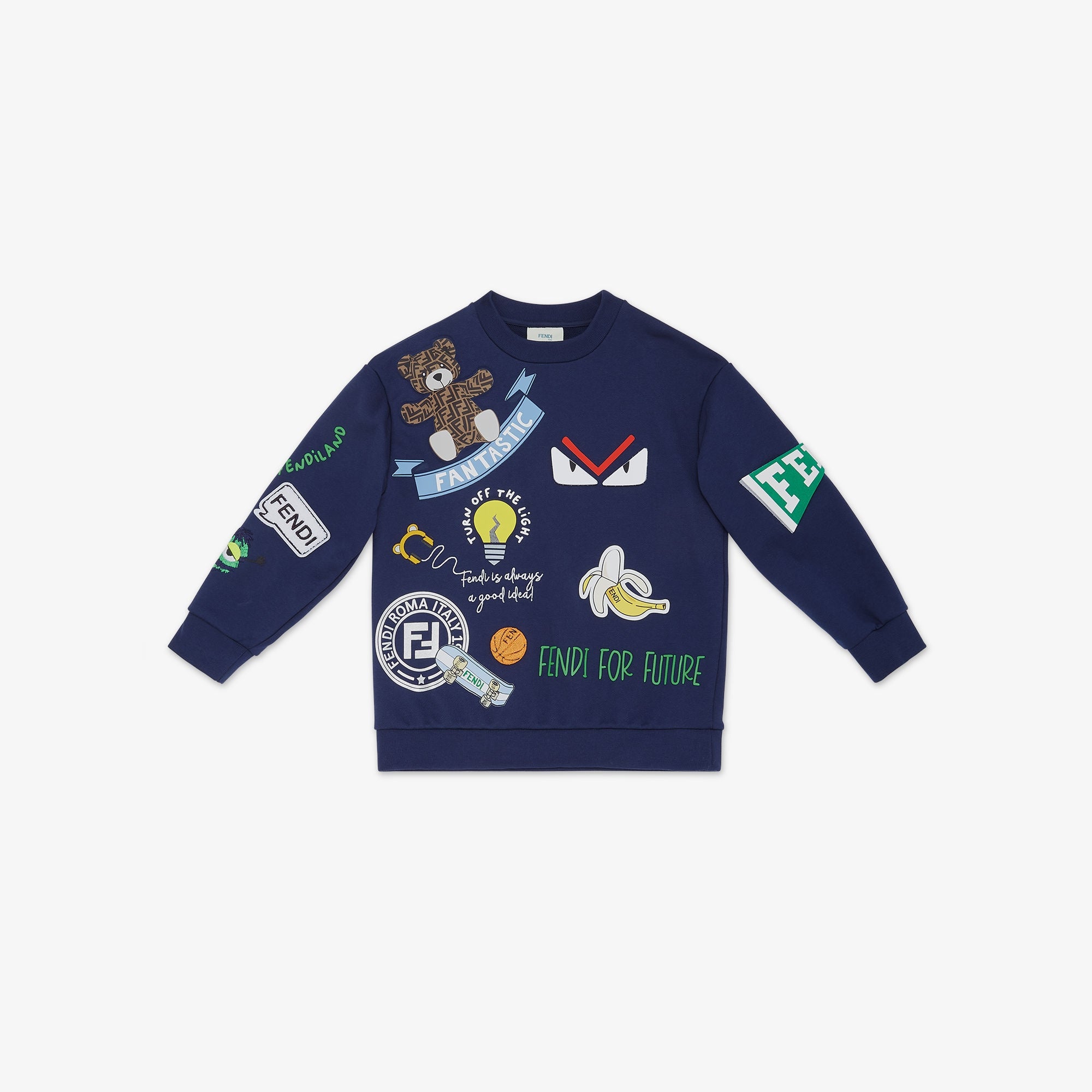 Boys Navy Printed Cotton Sweatshirt