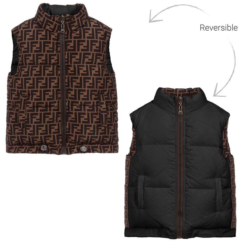 Boys & Girls Black Logo Reversible Padded Down Gilet