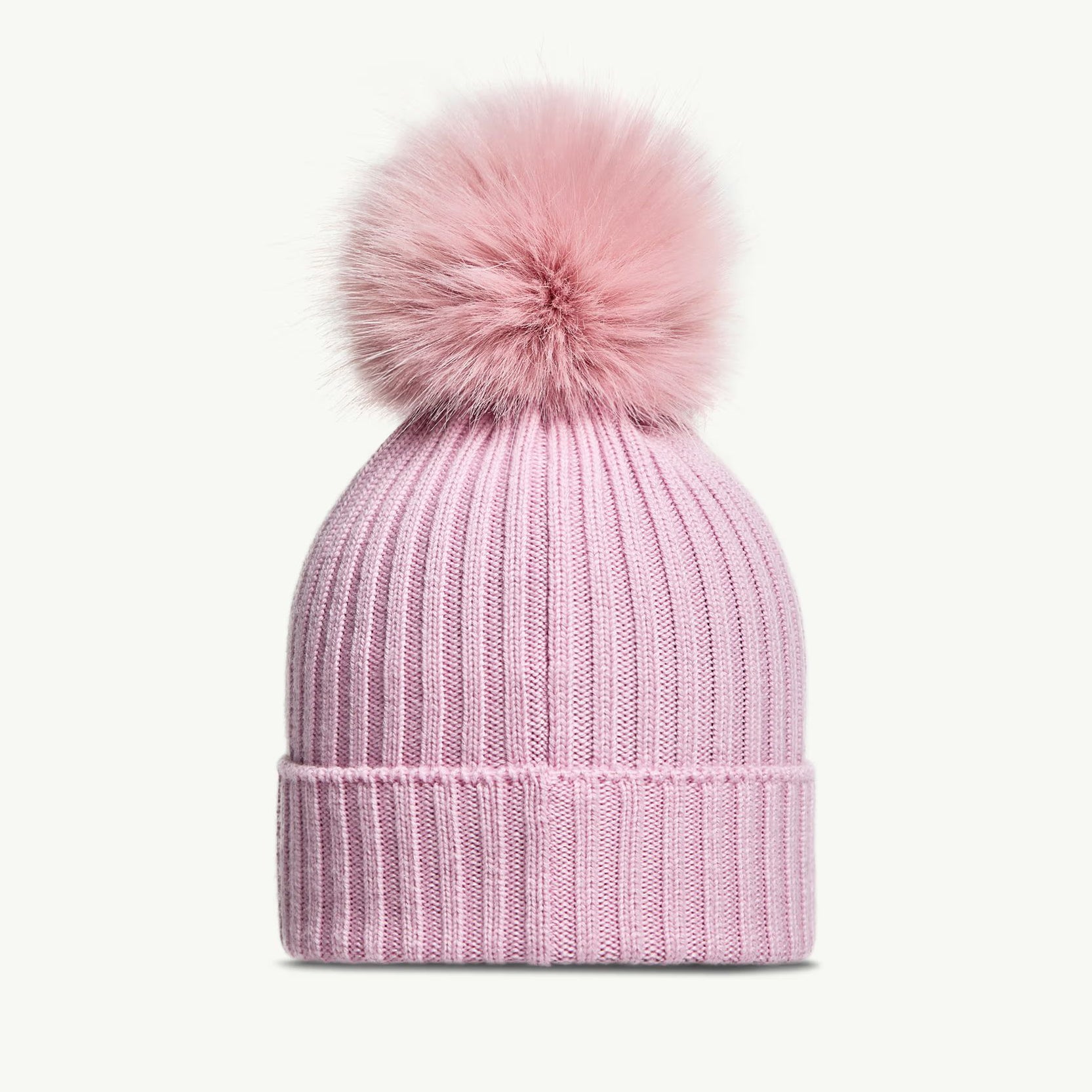 Girls Pink Wool Pom-Pom Hat