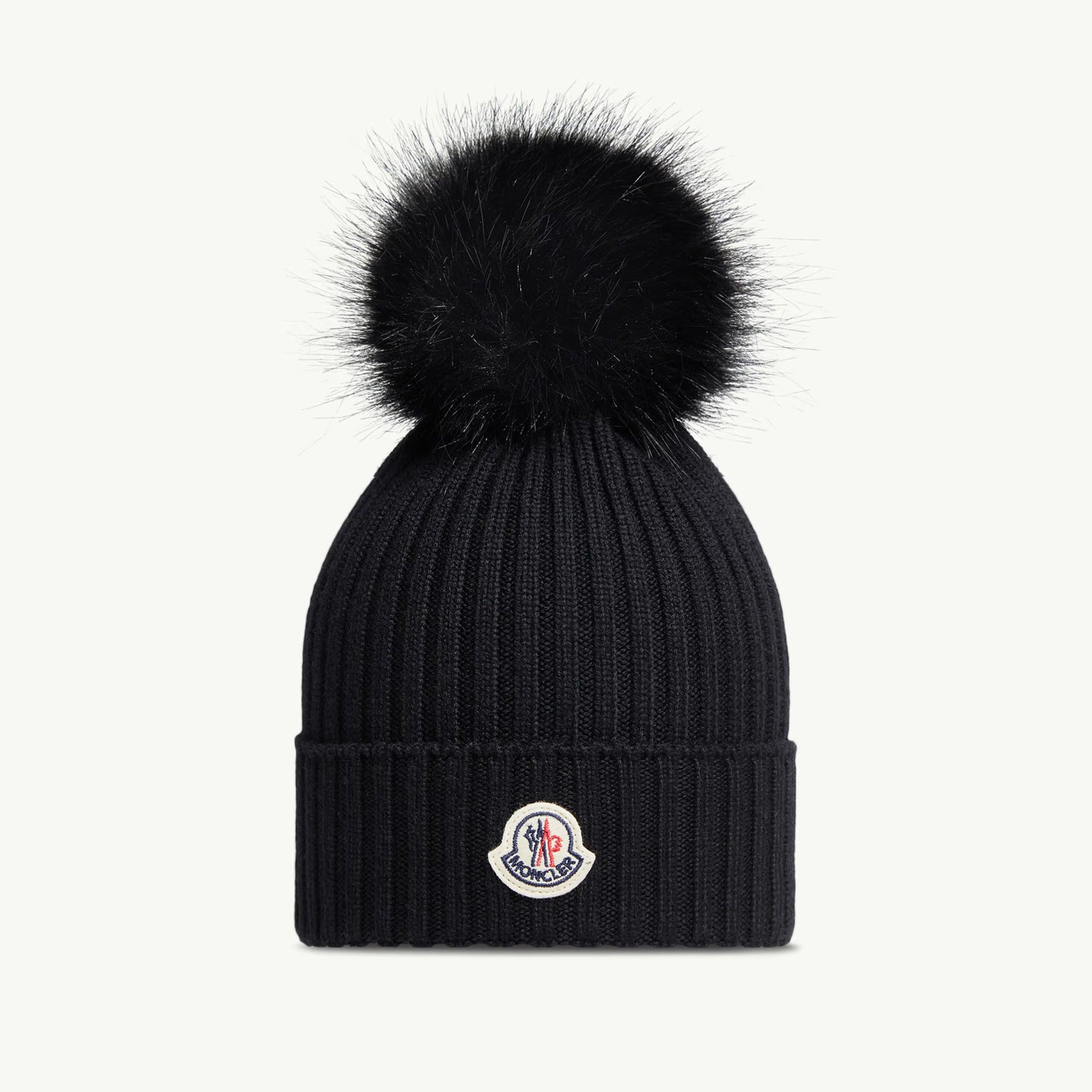 Girls Black Wool Pom-Pom Hat