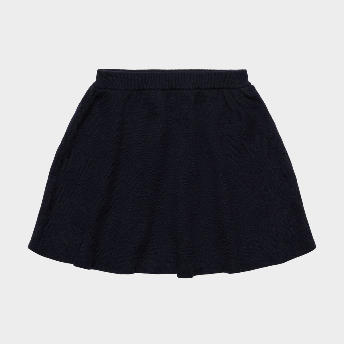 Girls Dark Navy Diamond Pattern Wool Skirt