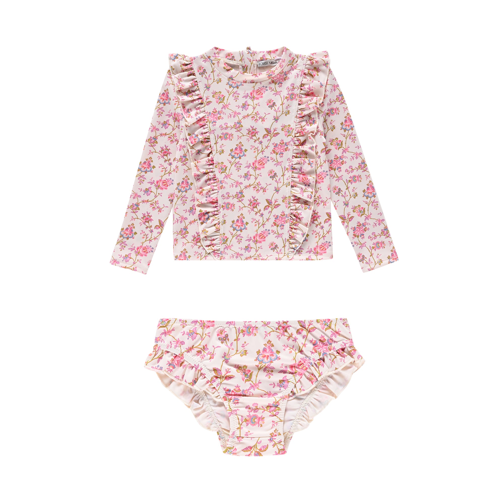 Girls Pink Floral Swimsuit