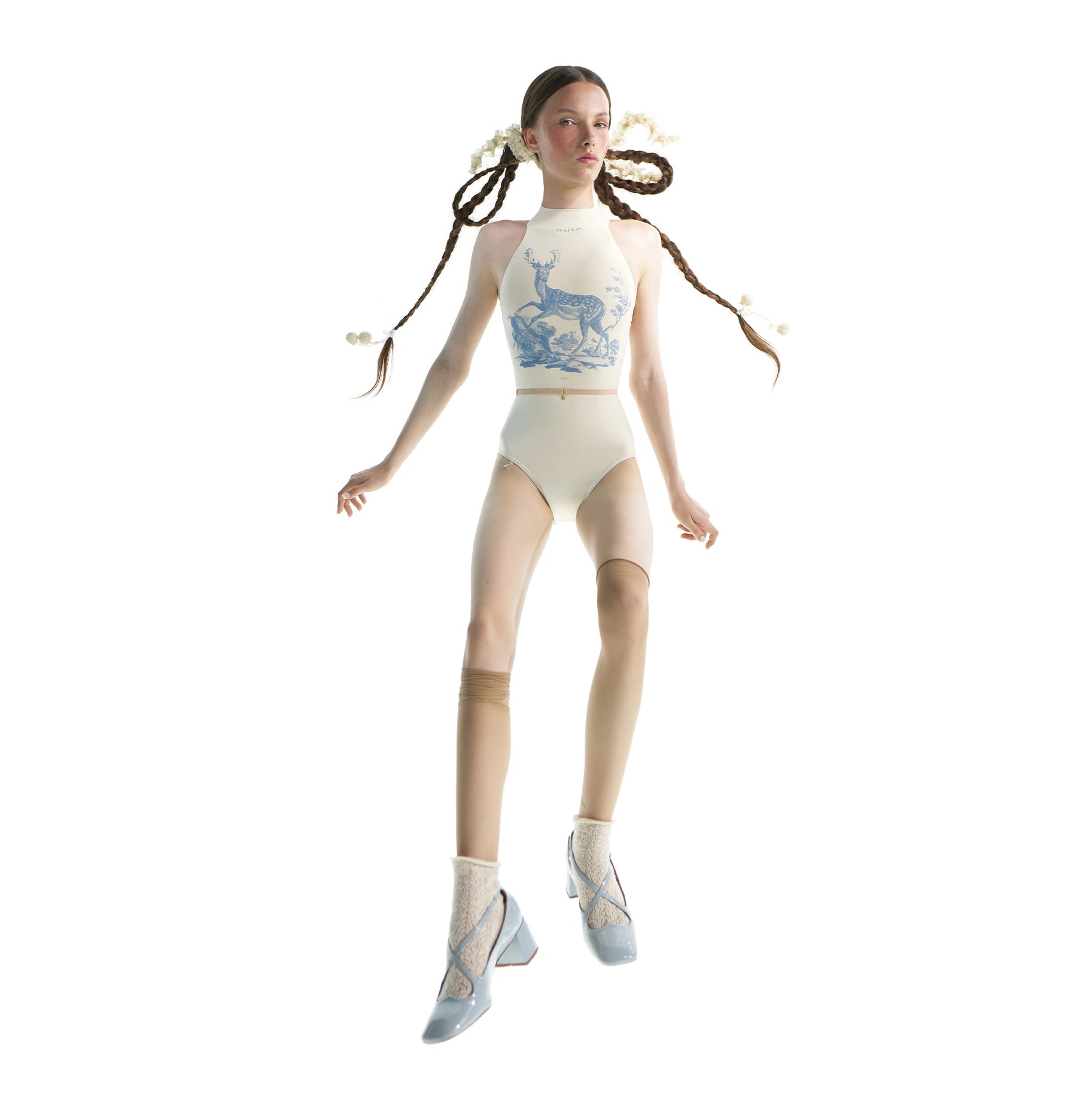 Women White'ALPINE FAUNA'Ballet Onesies(201LE20VL/daino)