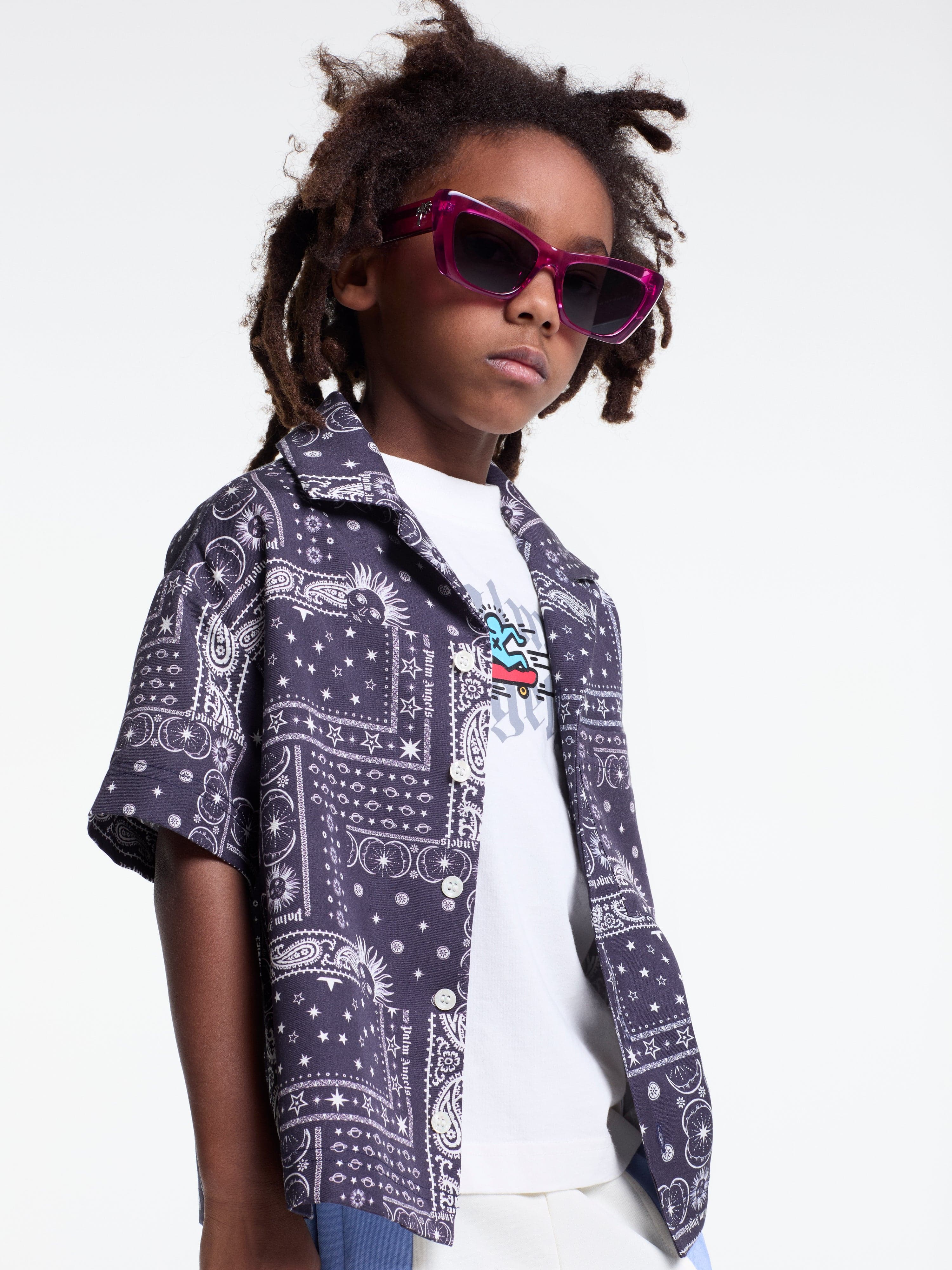Palm Angels Boys Astrology Print Shirt in Navy