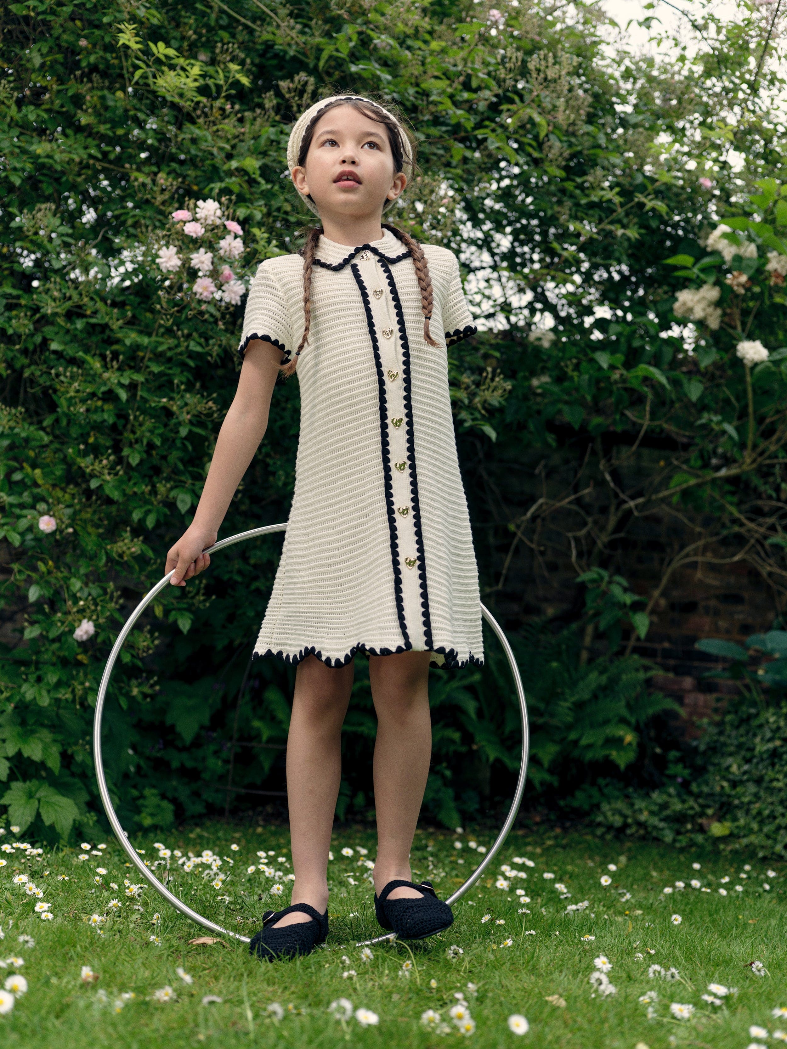 Self Portrait Girls Crochet Mini Dress in Ivory