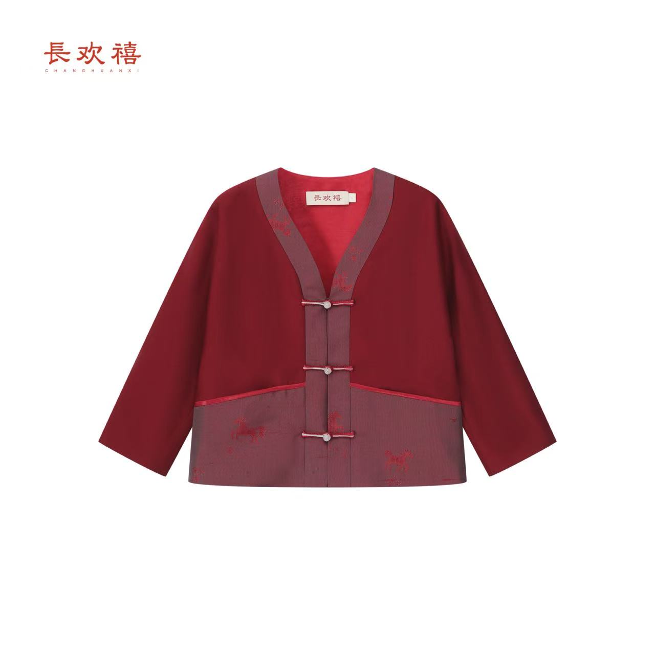 儿童红色"状元策⻢"中式外套