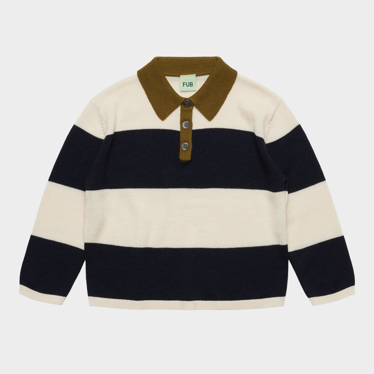 Boys & Girls White Stripes Wool Polo Shirt