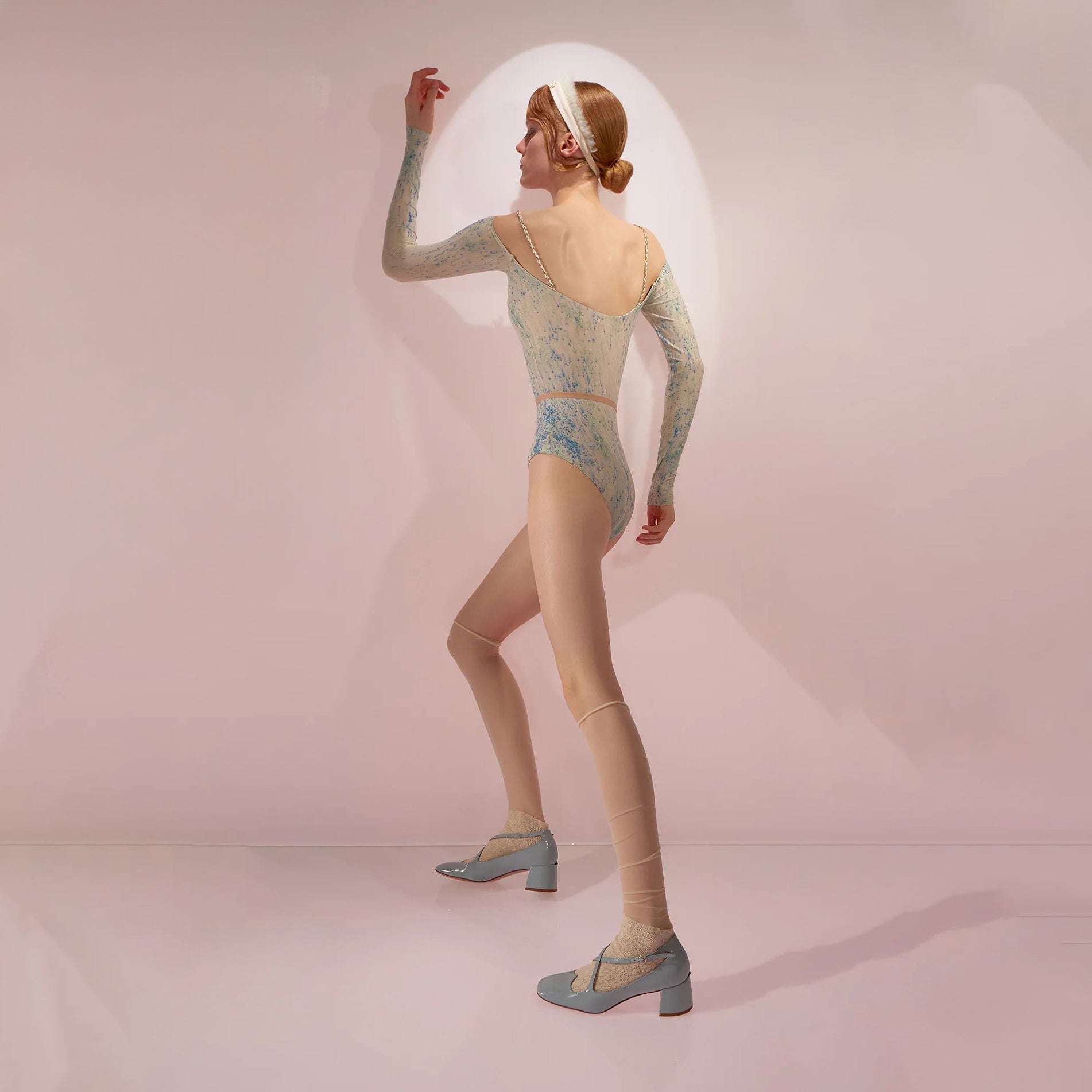 Girls Blue&Green'JUNIOR SPRINKLE MERINGUE'Long Sleeves Ballet Onesies(J242LE21VL/blue/mint)