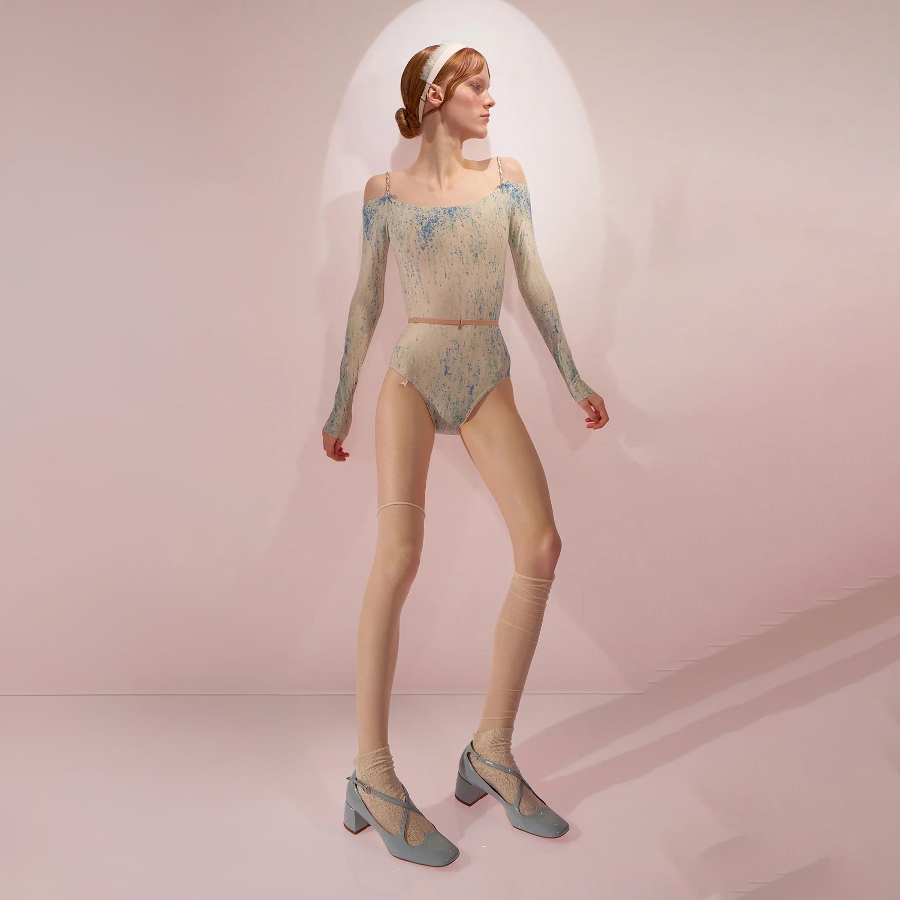 Women Blue&Green'SPRINKLE MERINGUE'Long Sleeves Ballet Onesies(242LE21VL/blue/mint)