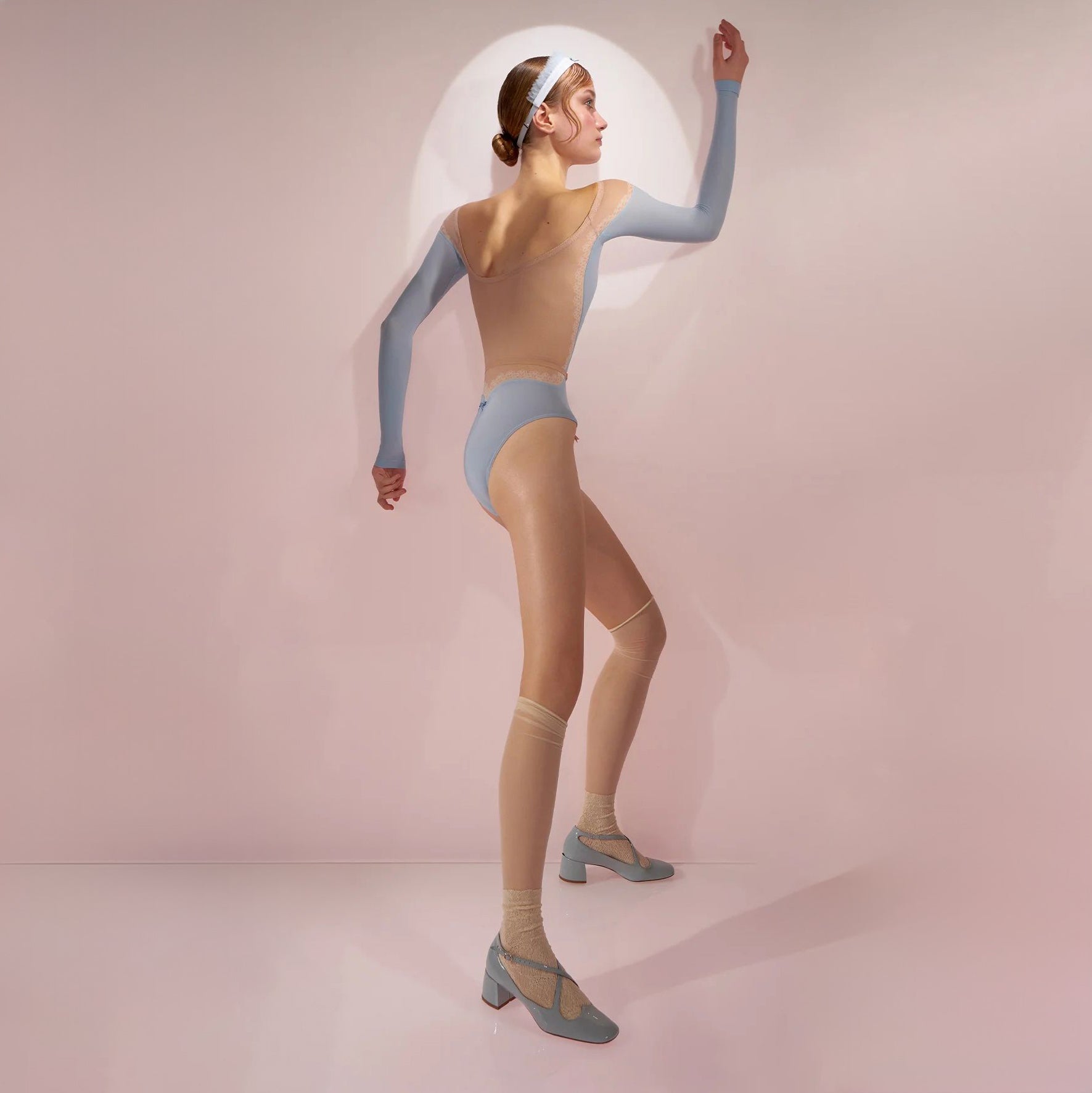 Girls Light Blue'JUNIOR HOURGLASS'Ballet Onesies(J242LE53VC/baby blue)