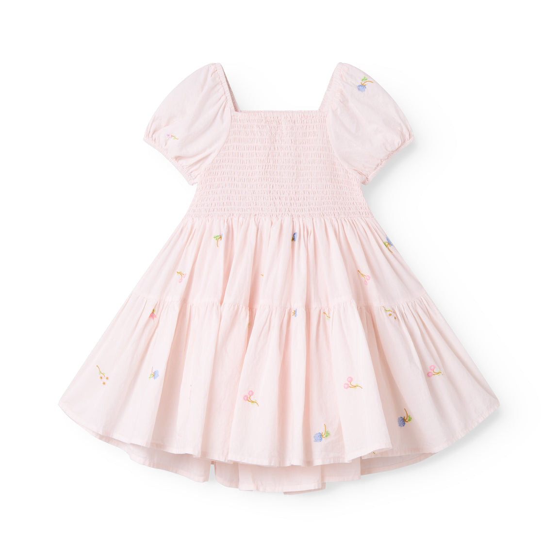 Girls Light Pink Embroidered Cotton Dress