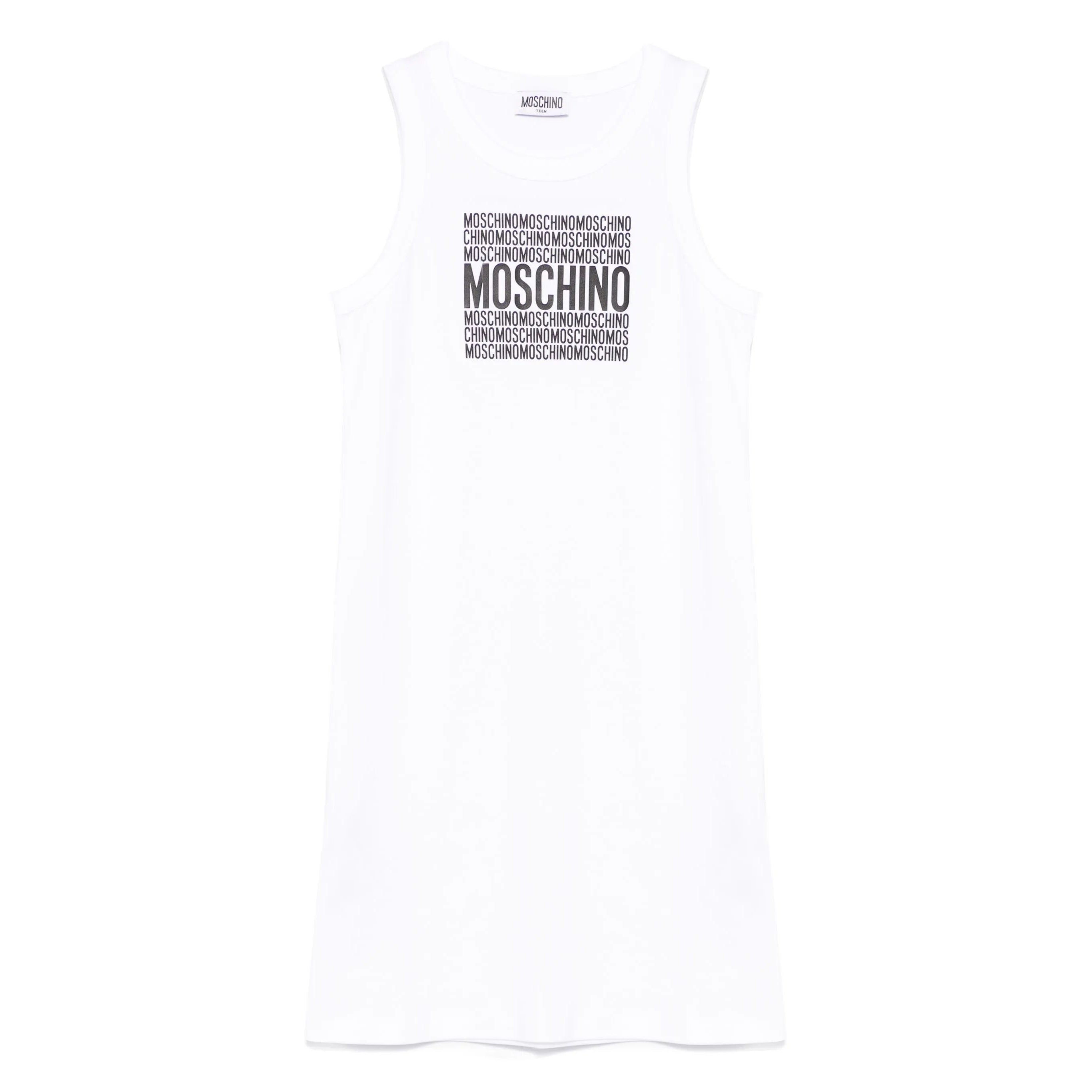 Girls White Logo Cotton Dress