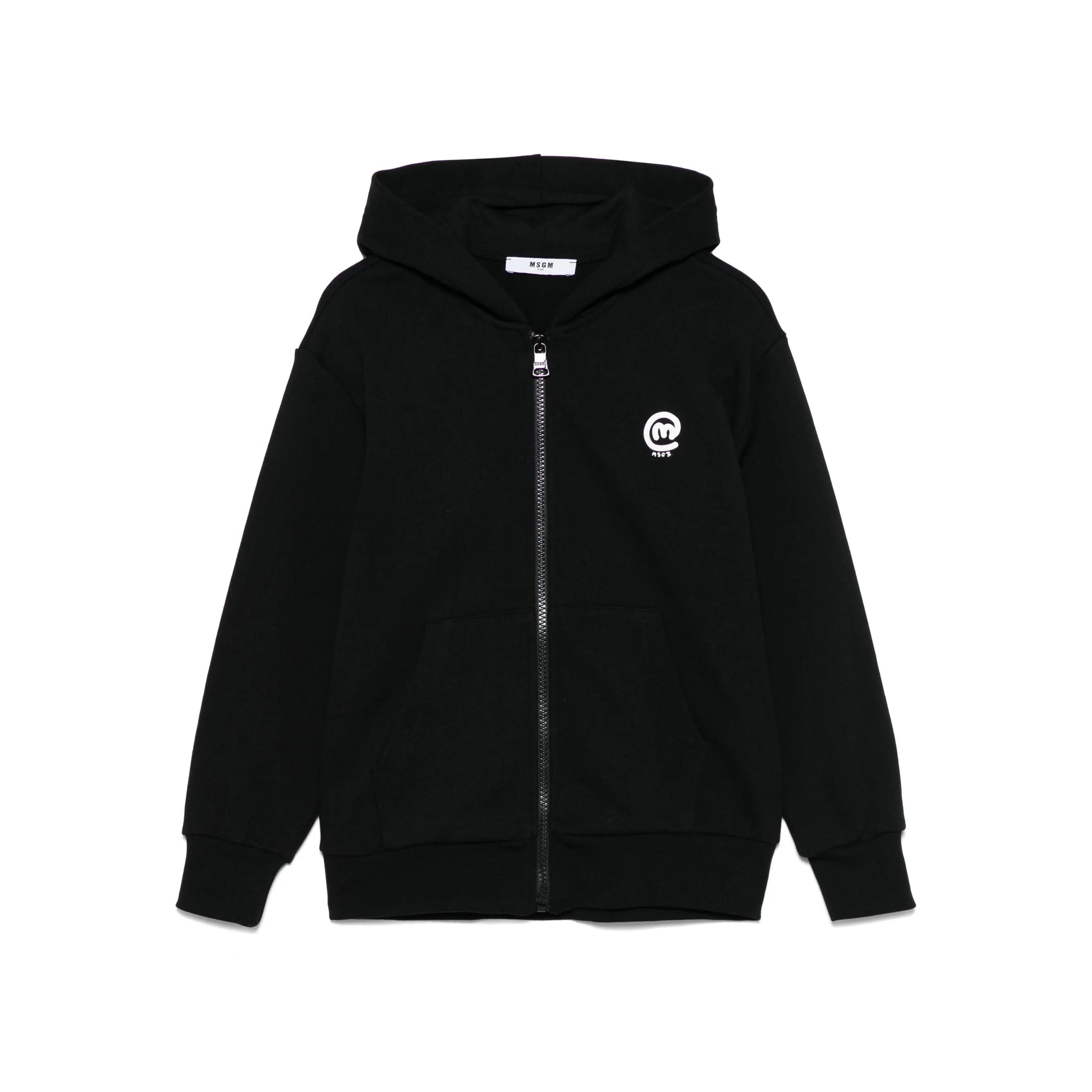 Boys & Girls Black Cotton Zip-Up Top