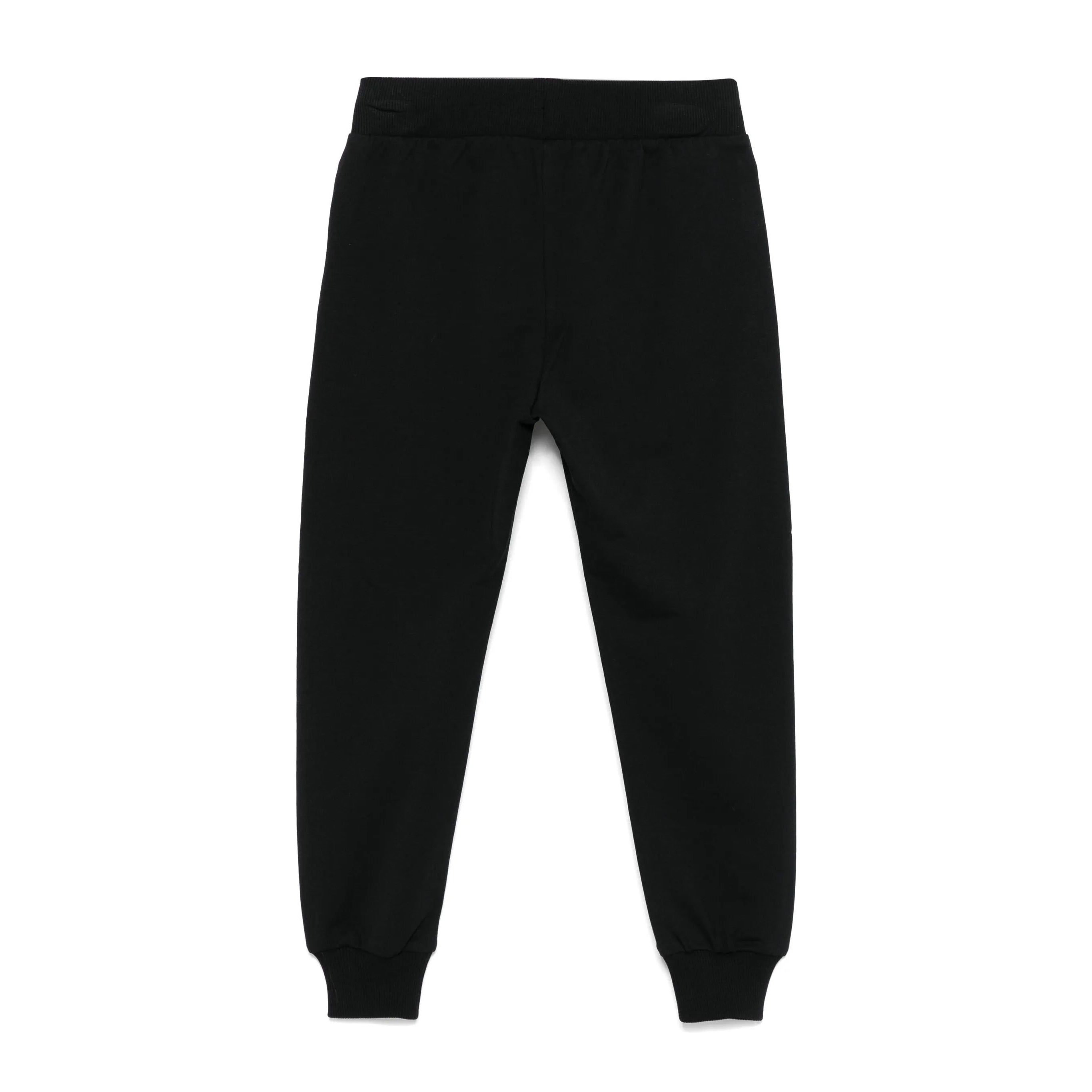 Boys & Girls Black Printed Logo Cotton Trousers