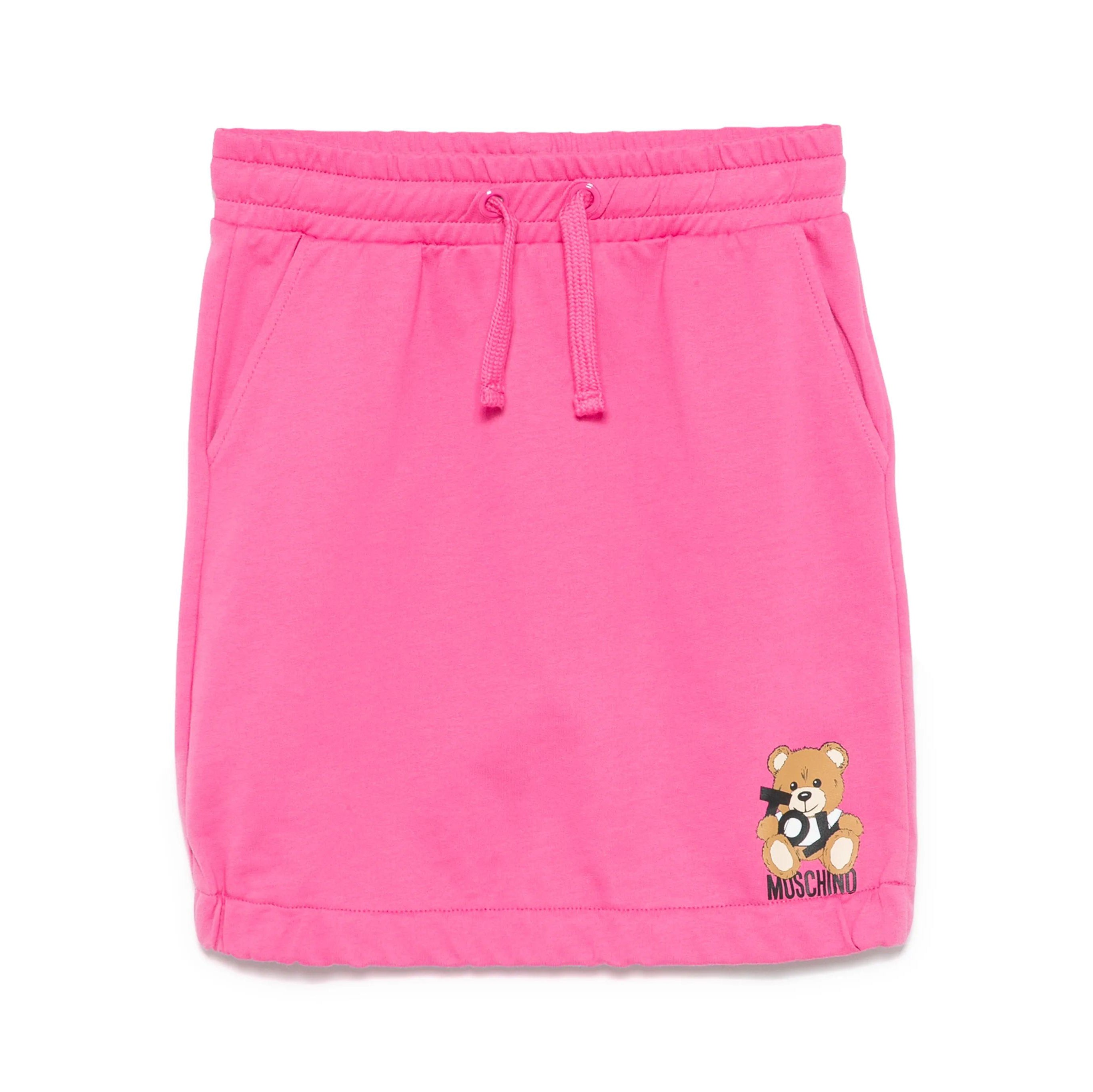 Girls Pink Printed Cotton Skirt