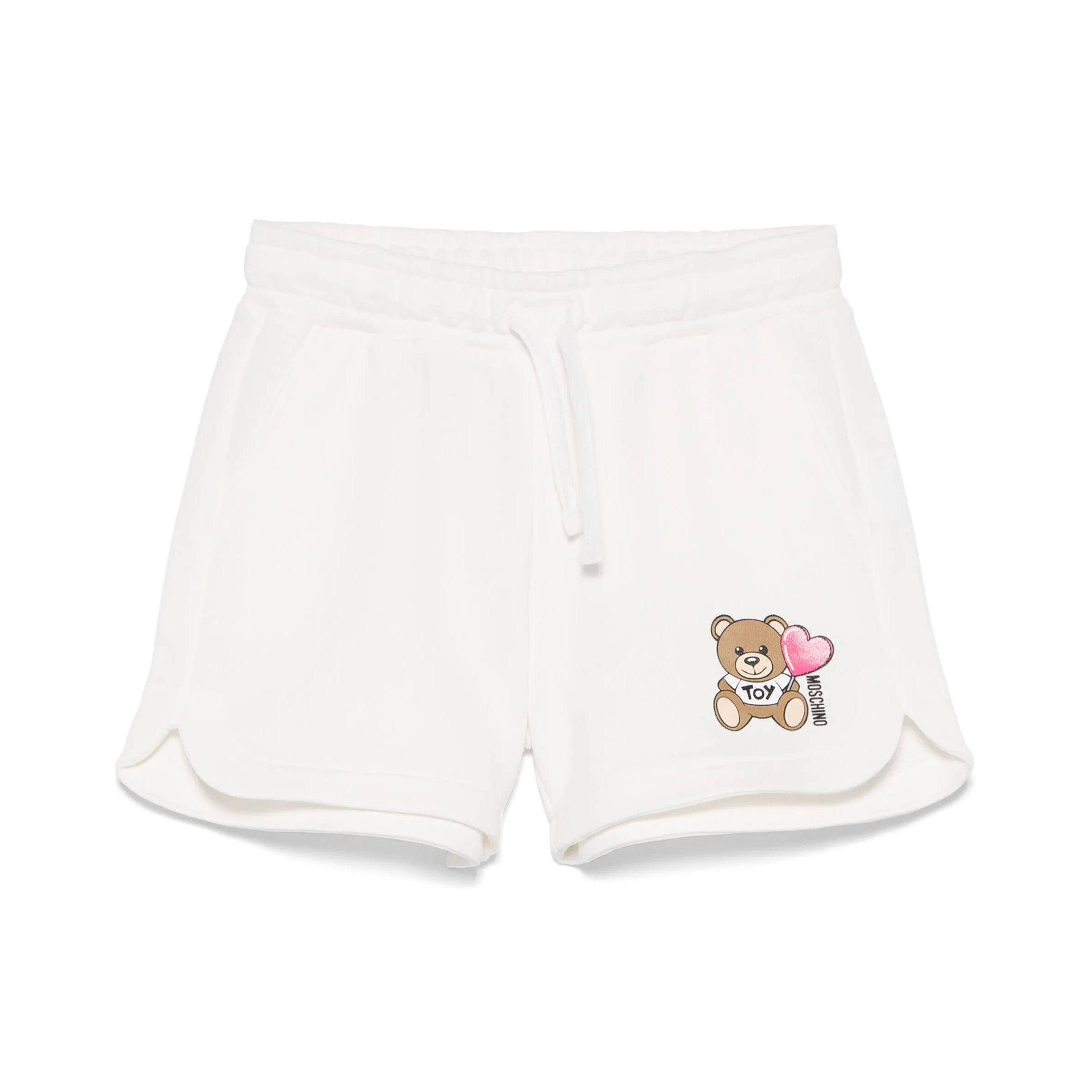 Girls White Printed Cotton Shorts
