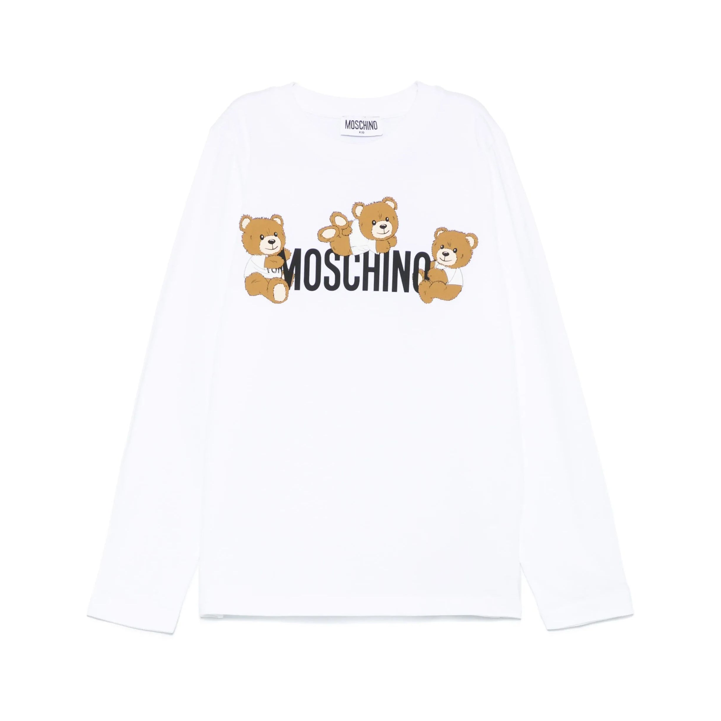 Boys & Girls White Bear Printed Cotton T-Shirt