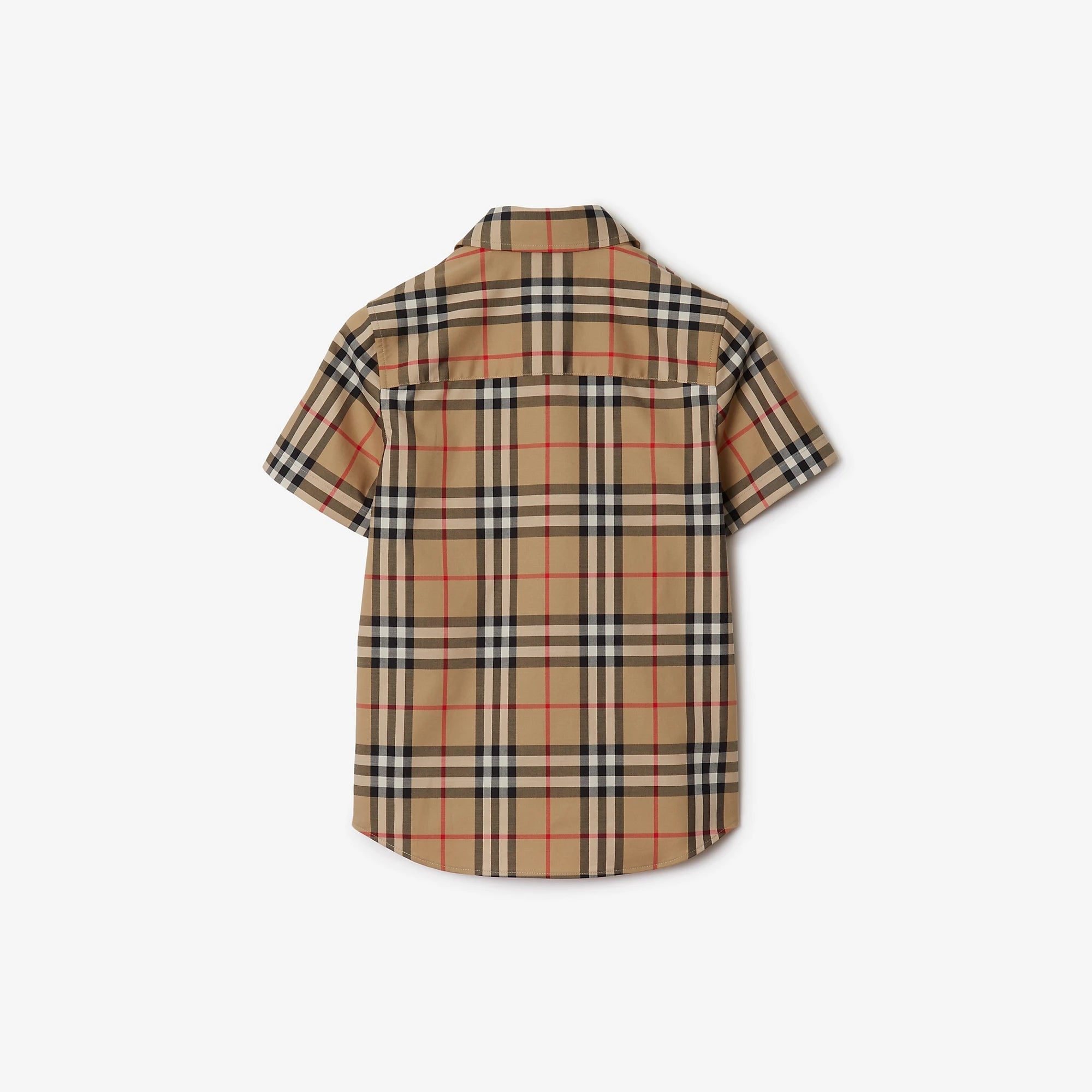 Boys Beige Check Cotton Shirt
